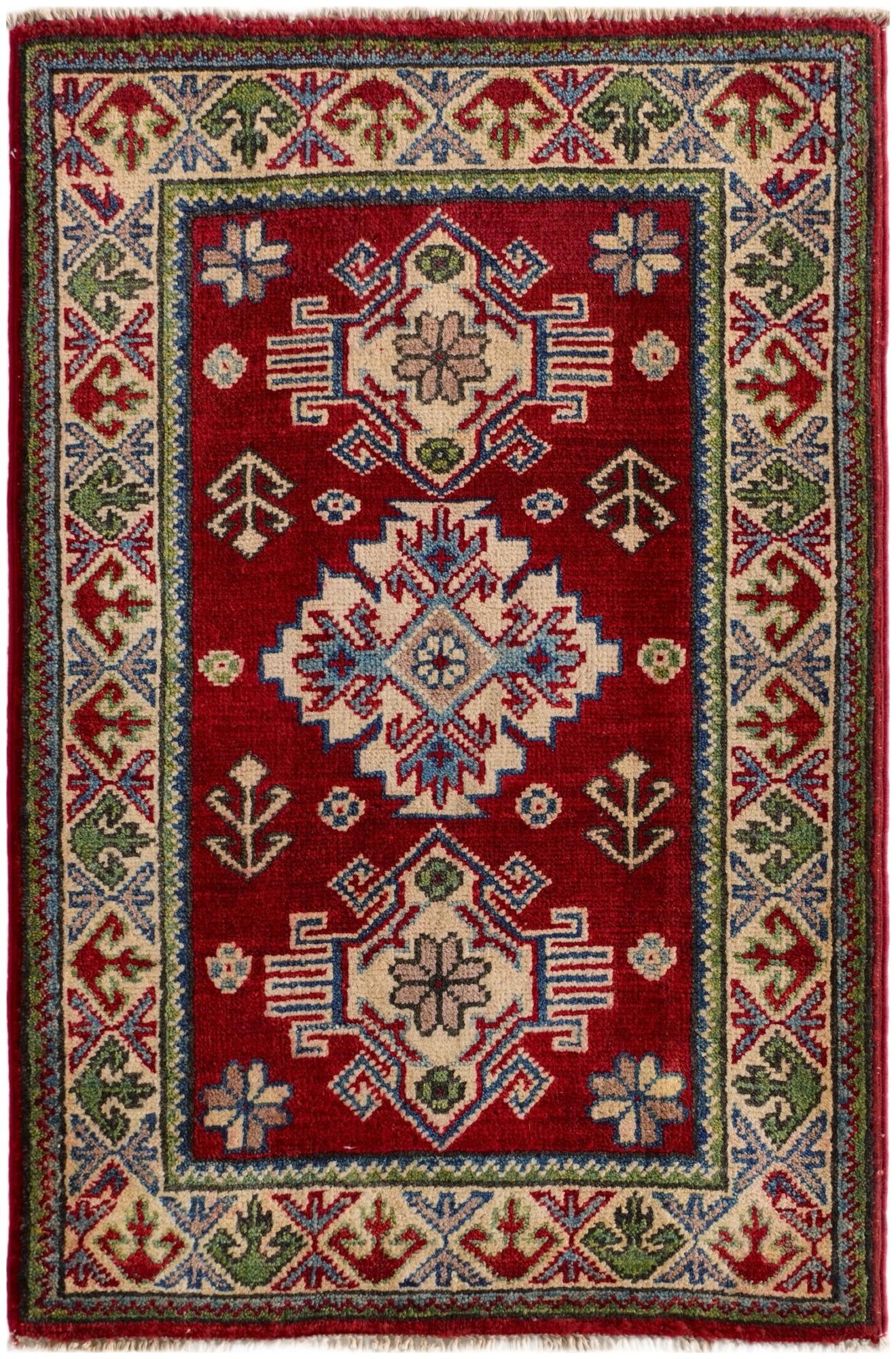 2' x 3' 1 Hand Knotted Kazak Rug