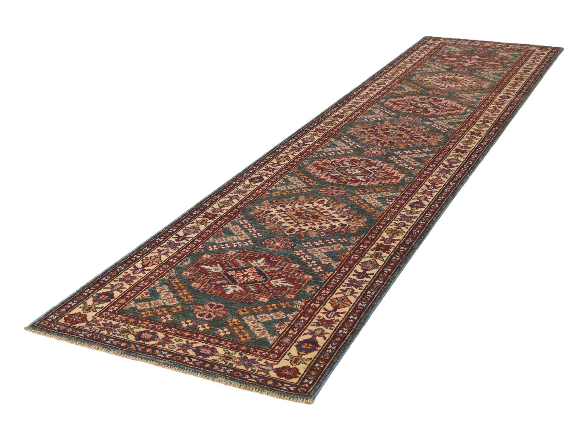 2' 5 x 10' 7 Hand Knotted Kazak Runner Rug