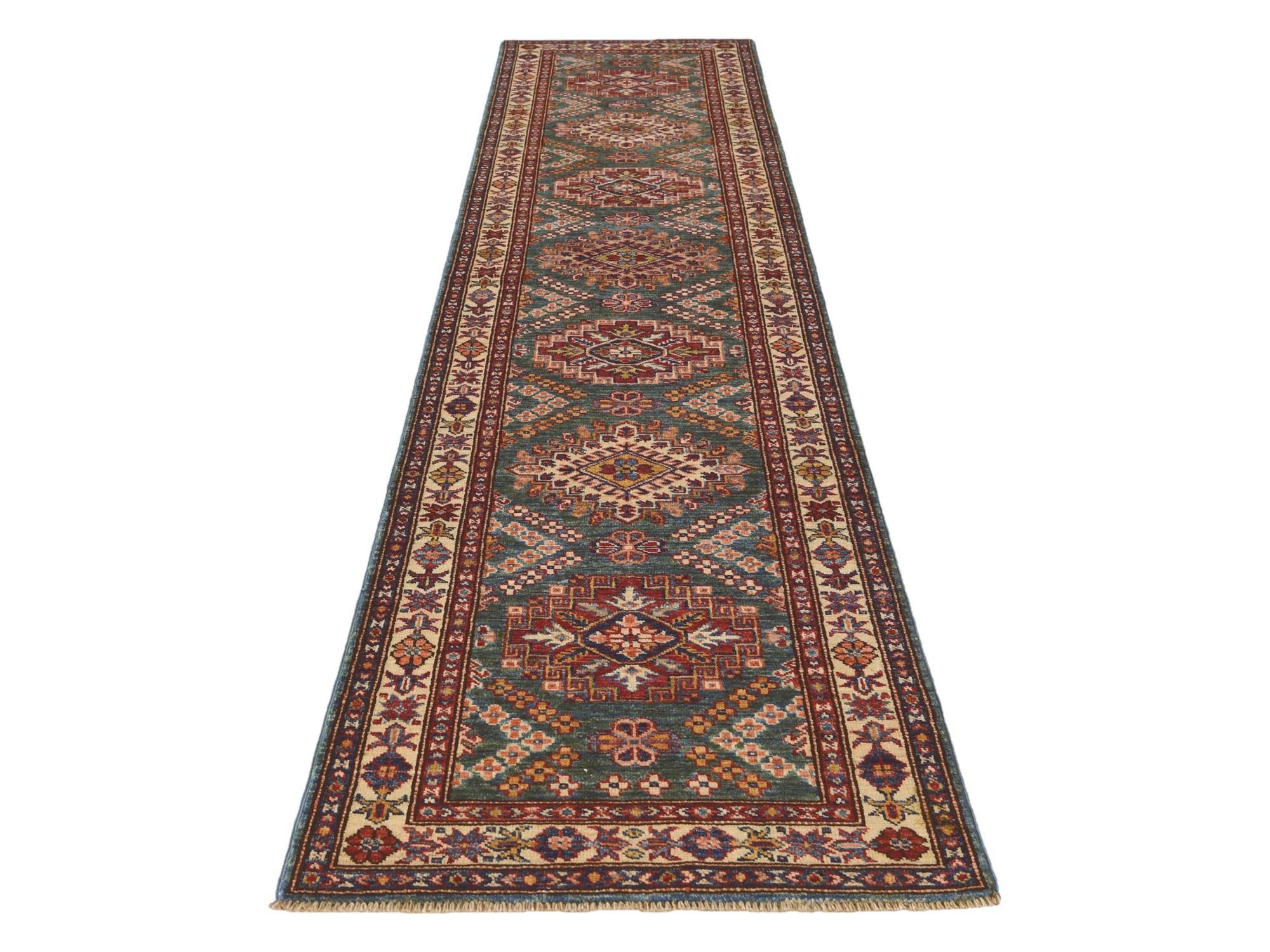 2' 5 x 10' 7 Hand Knotted Kazak Runner Rug
