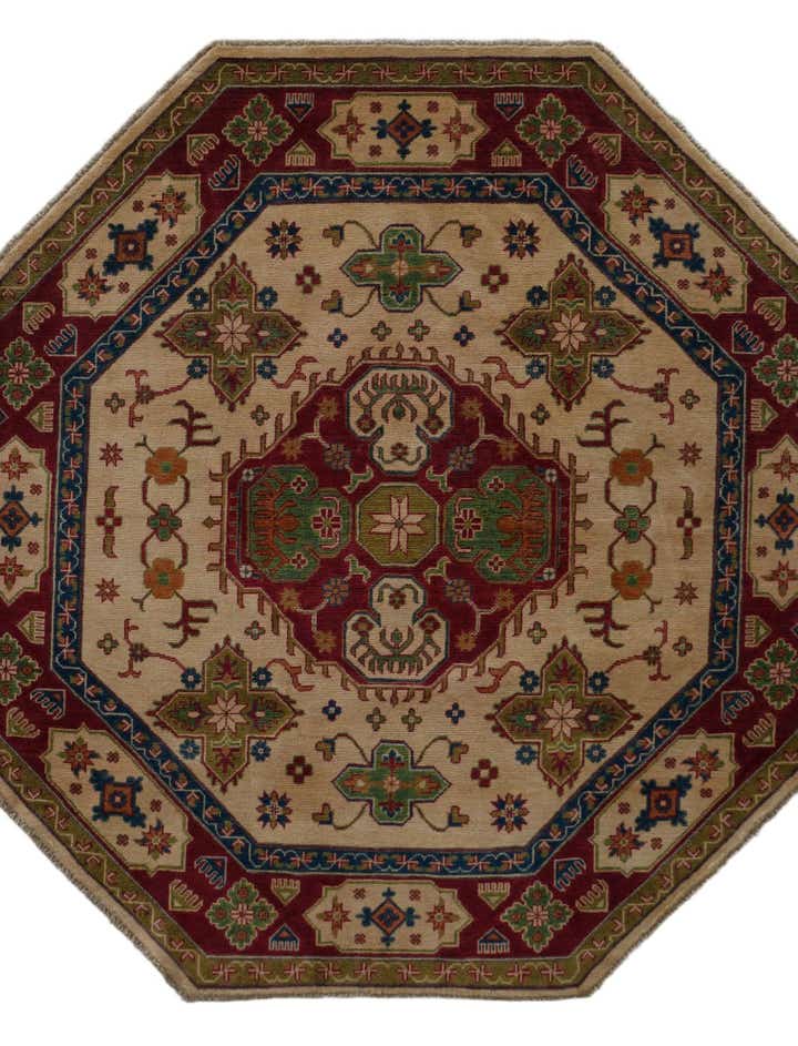 6' 5 x 6' 6 Hand Knotted Kazak Octagon Rug