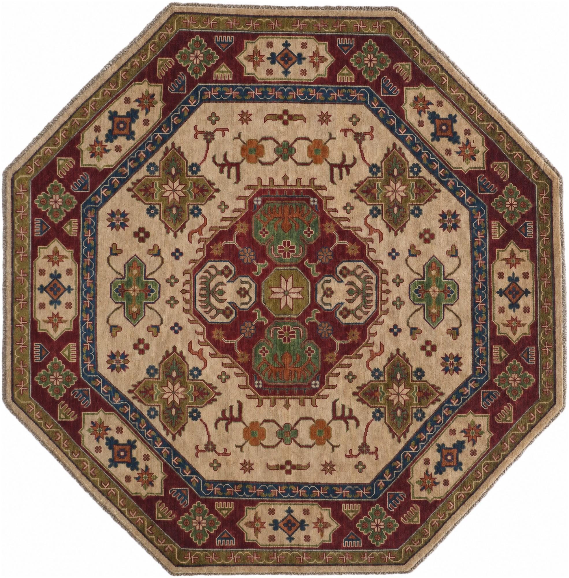 6' 5 x 6' 6 Hand Knotted Kazak Octagon Rug