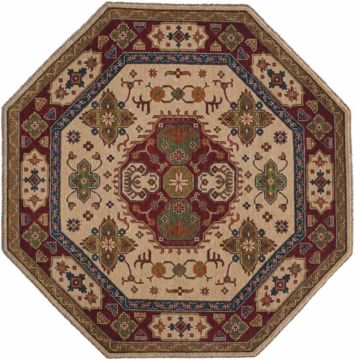 6' 5 x 6' 6 Hand Knotted Kazak Octagon Rug