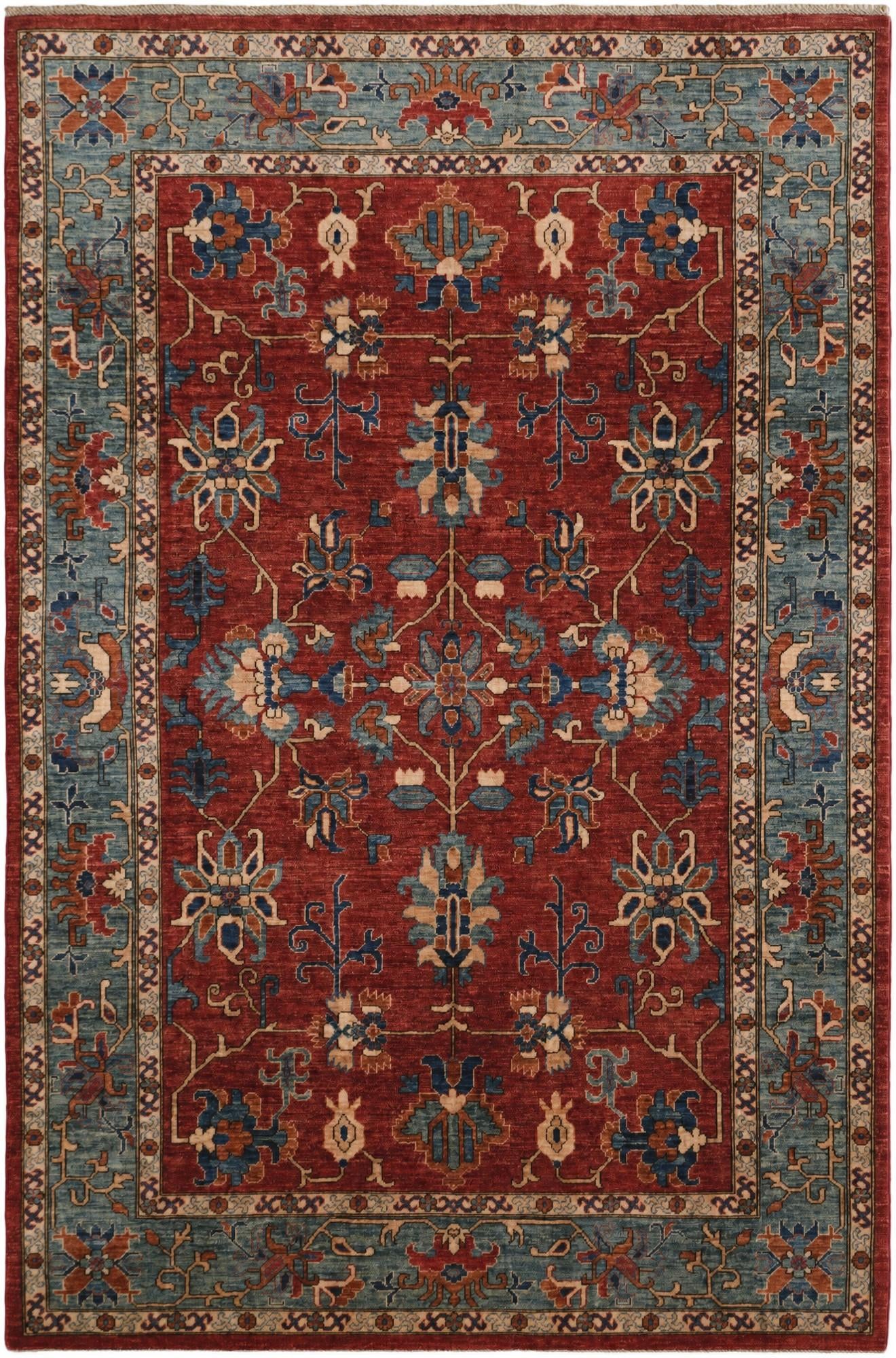 6' 7 x 9' 10 Hand Knotted Heriz Rug