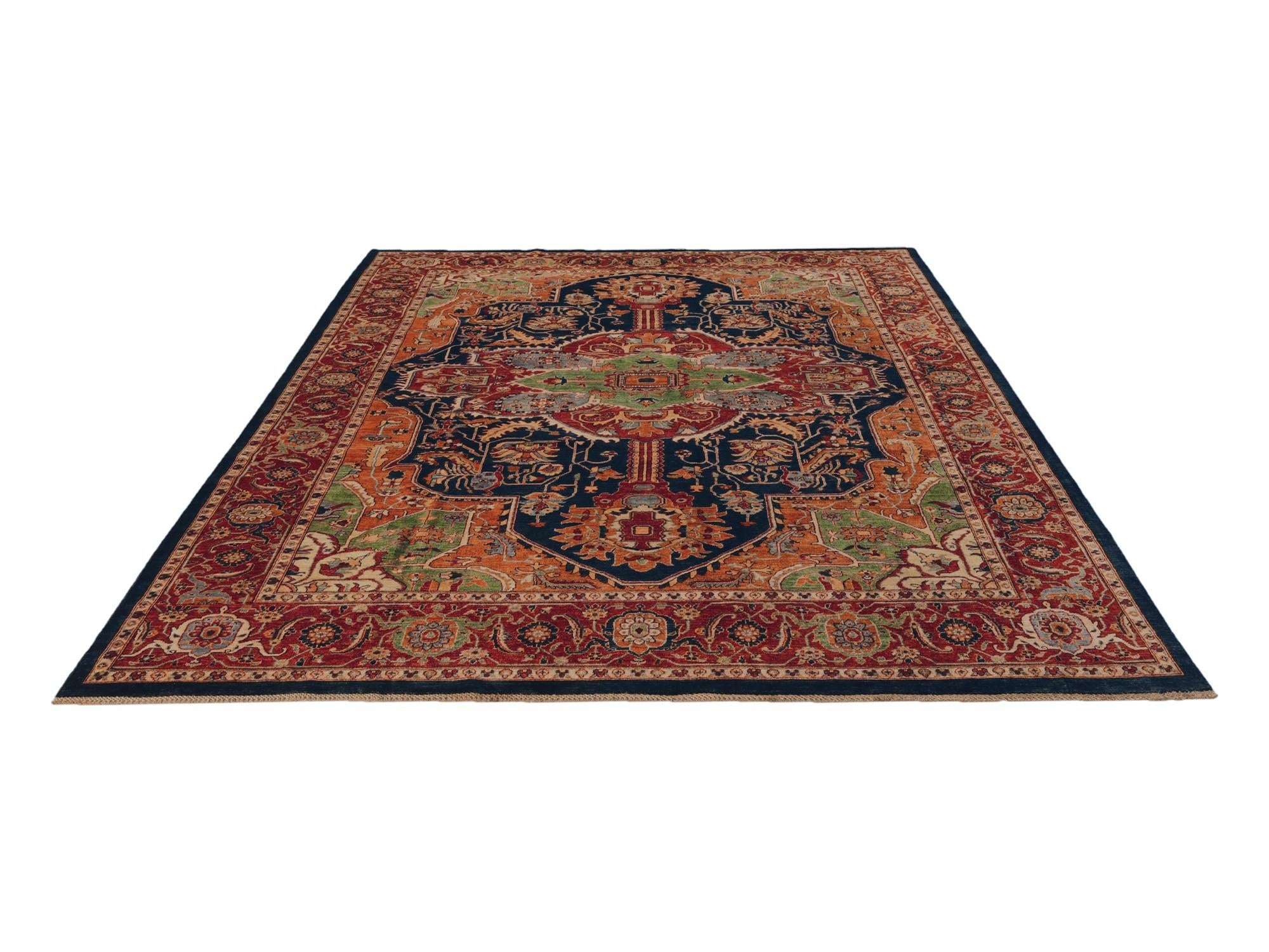 9' x 12' 6 Hand Knotted Heriz Rug