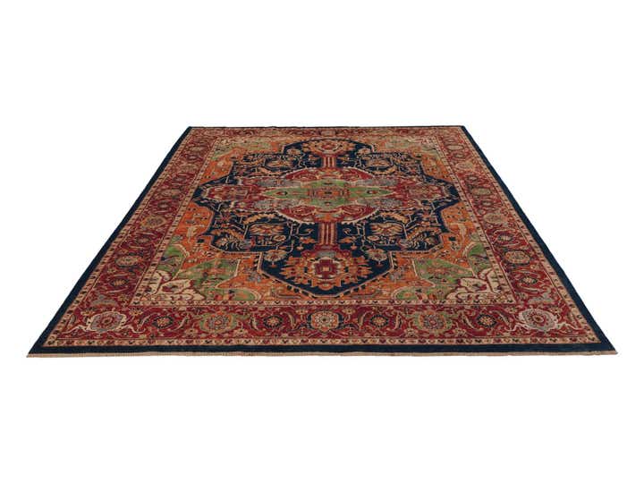 9' x 12' 6 Hand Knotted Heriz Rug