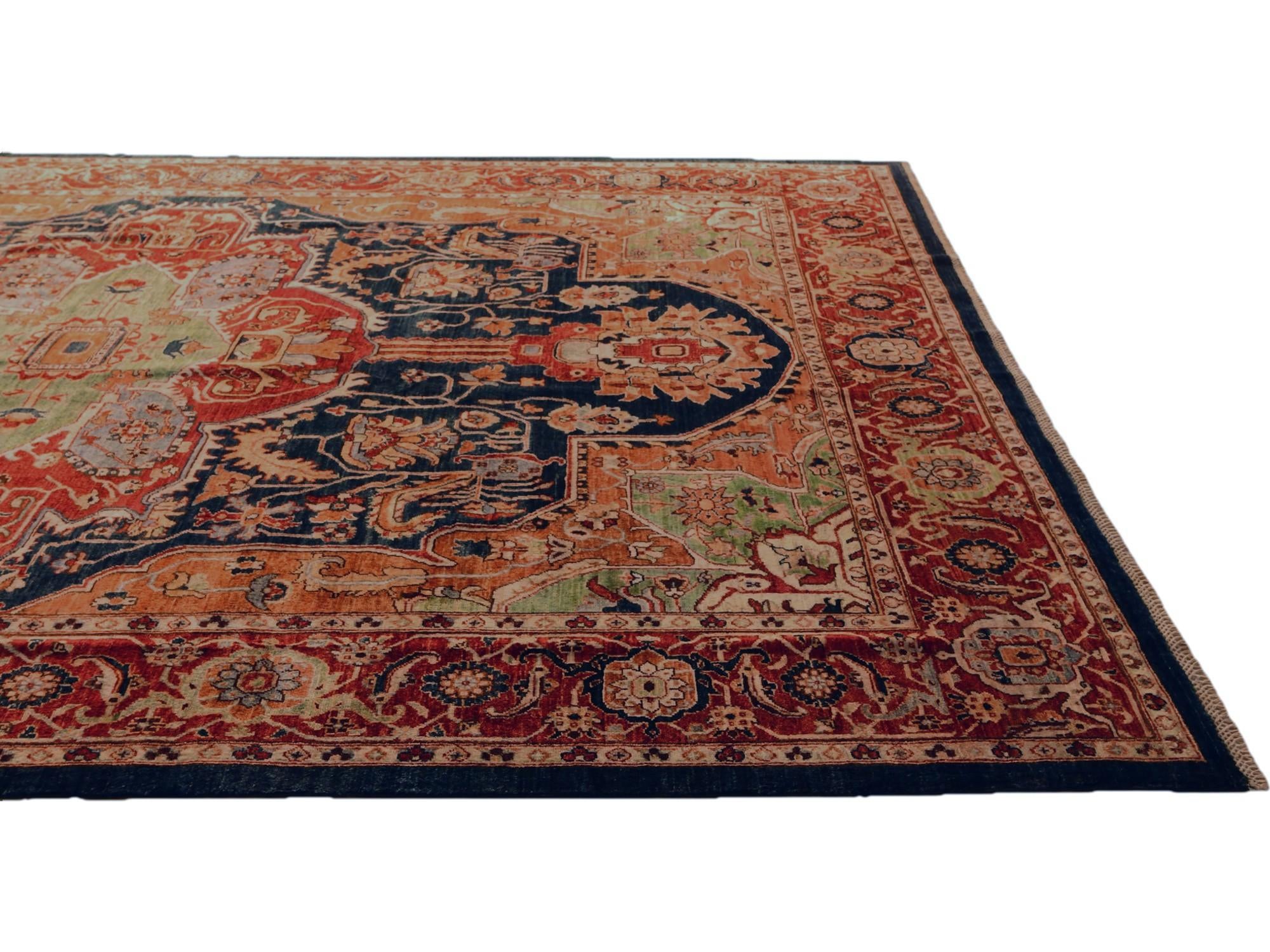 9' x 12' 6 Hand Knotted Heriz Rug