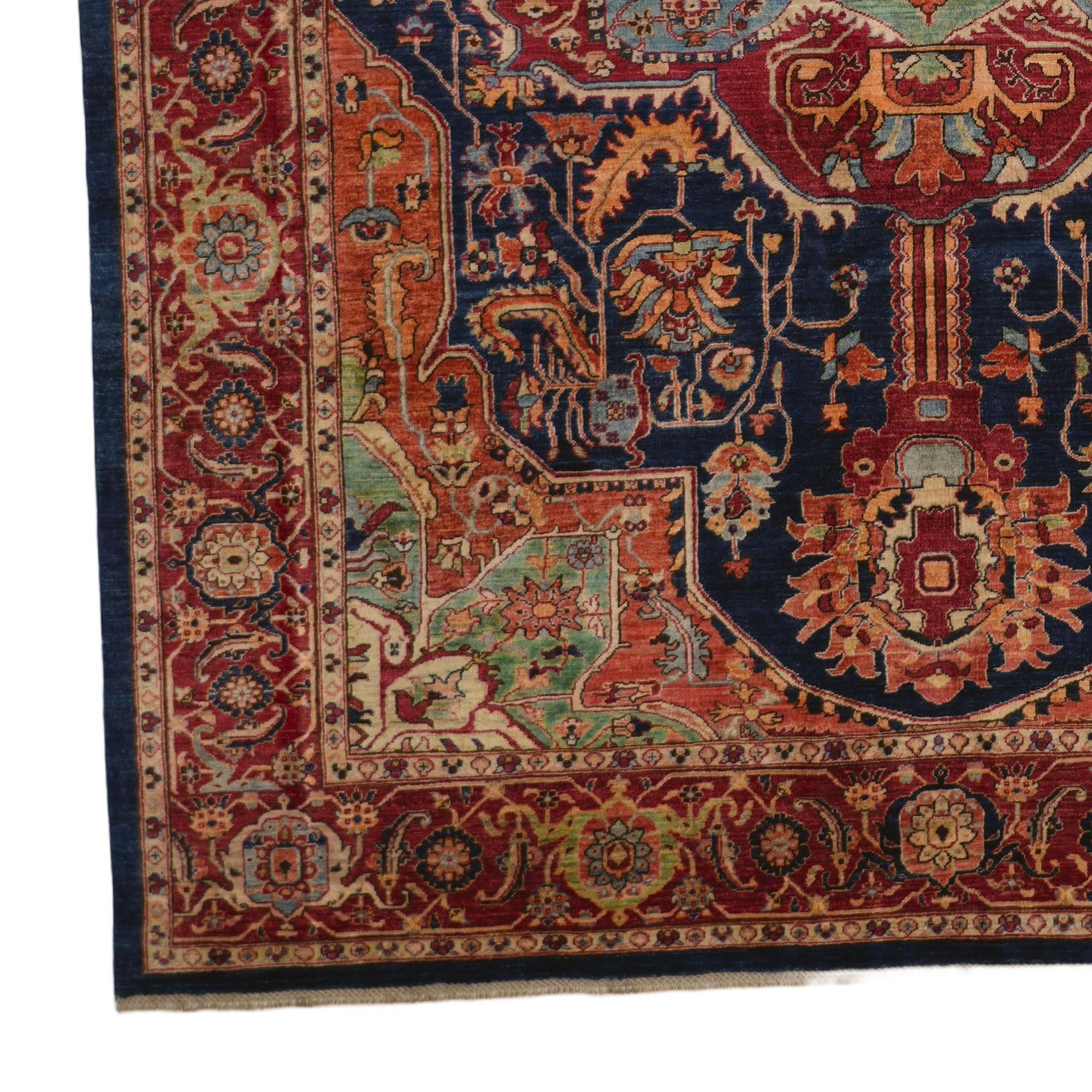 9' x 12' 6 Hand Knotted Heriz Rug