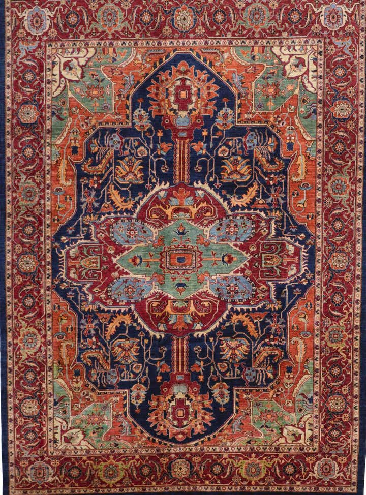 9' x 12' 6 Hand Knotted Heriz Rug