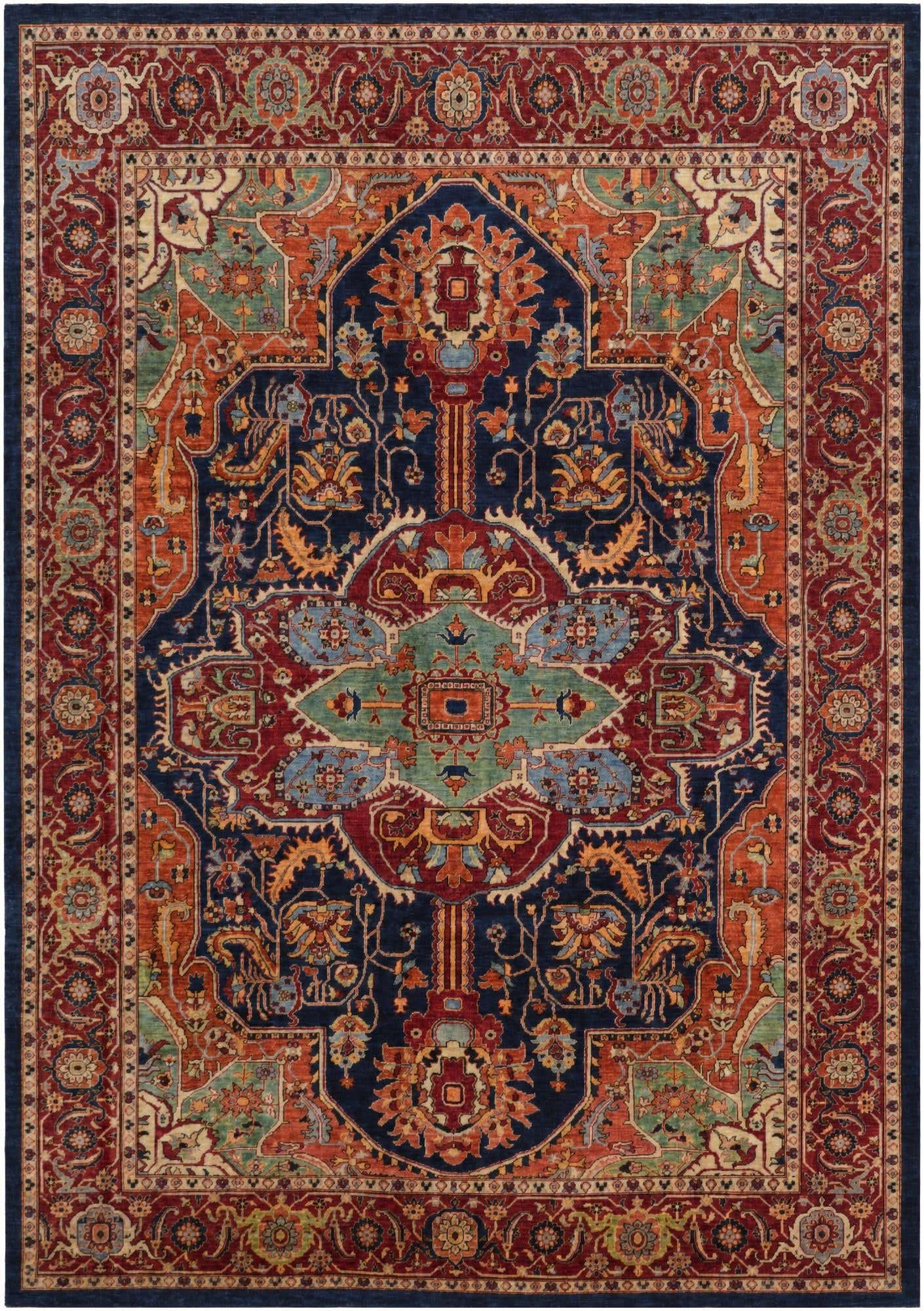 9' x 12' 6 Hand Knotted Heriz Rug