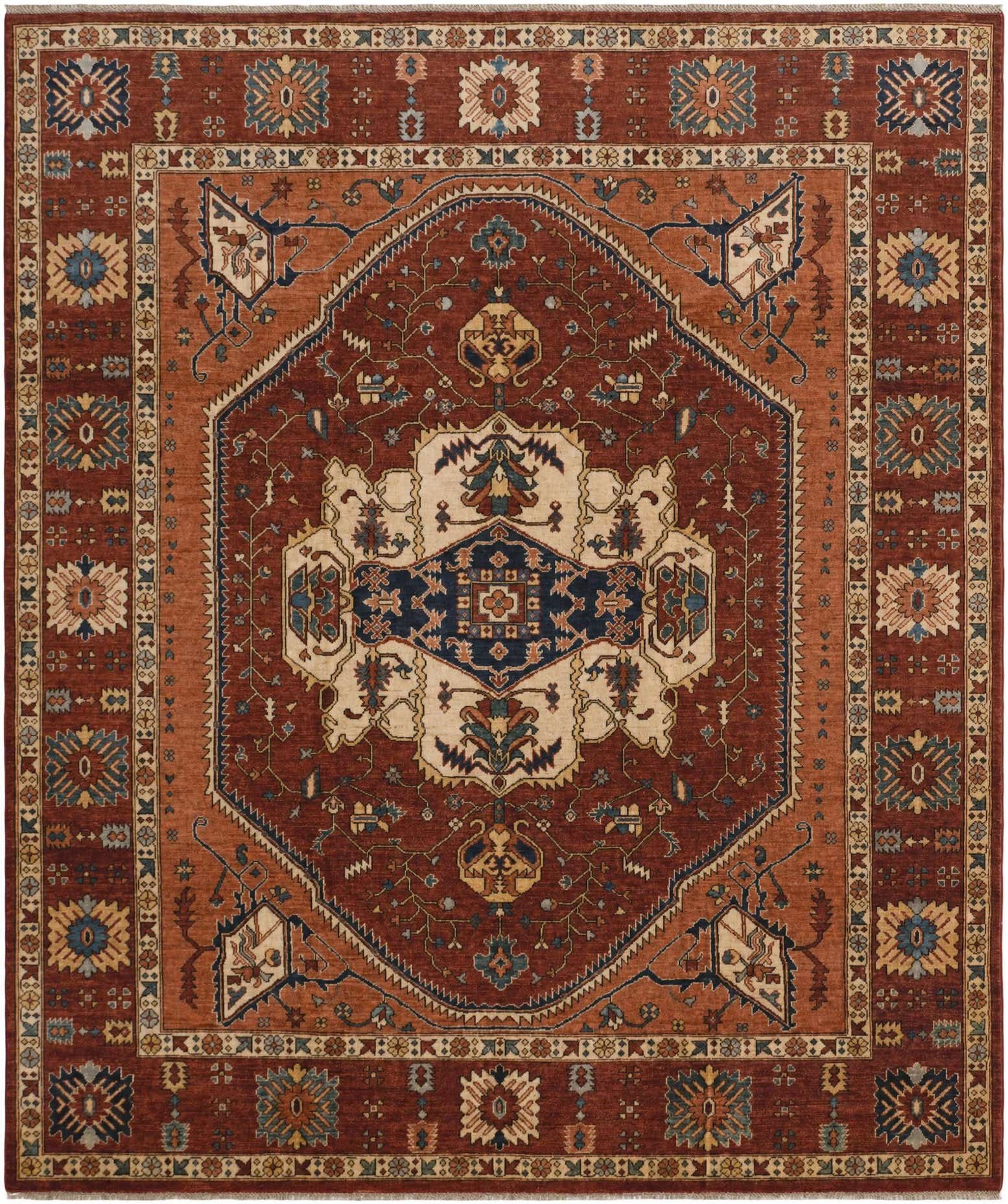 8' 4 x 9' 11 Hand Knotted Heriz Rug