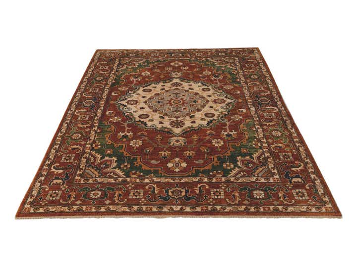 6' 11 x 9' 9 Hand Knotted Heriz Rug