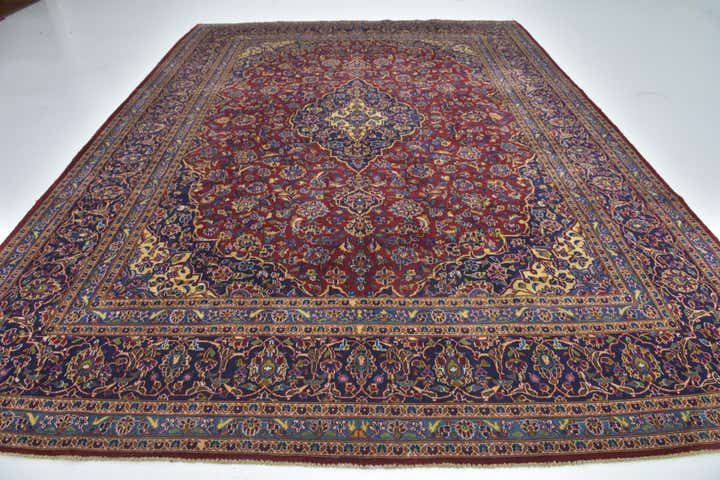 10' x 13' 5 Hand Knotted Kashan Persian Wool Rug