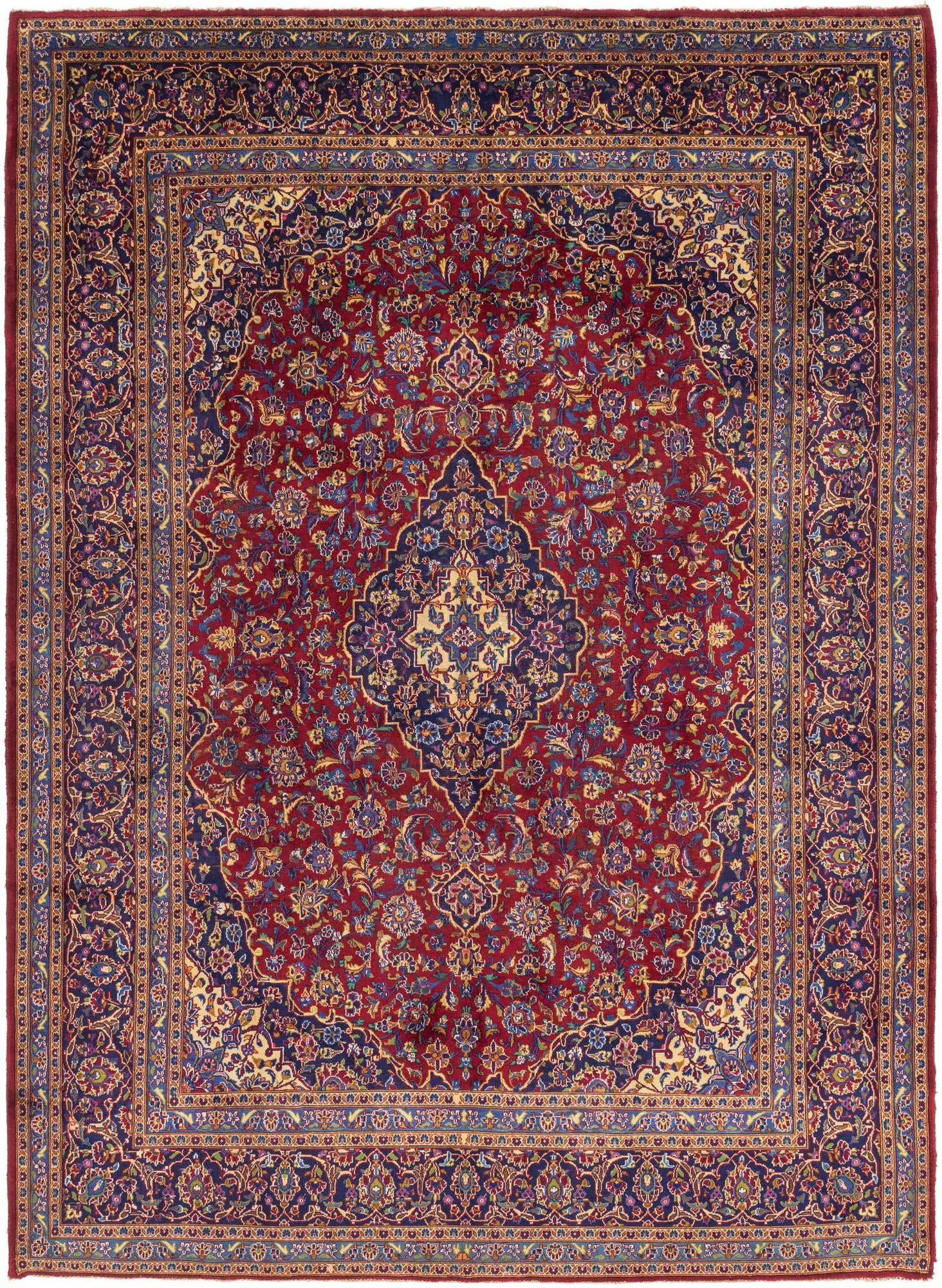 10' x 13' 5 Hand Knotted Kashan Persian Wool Rug