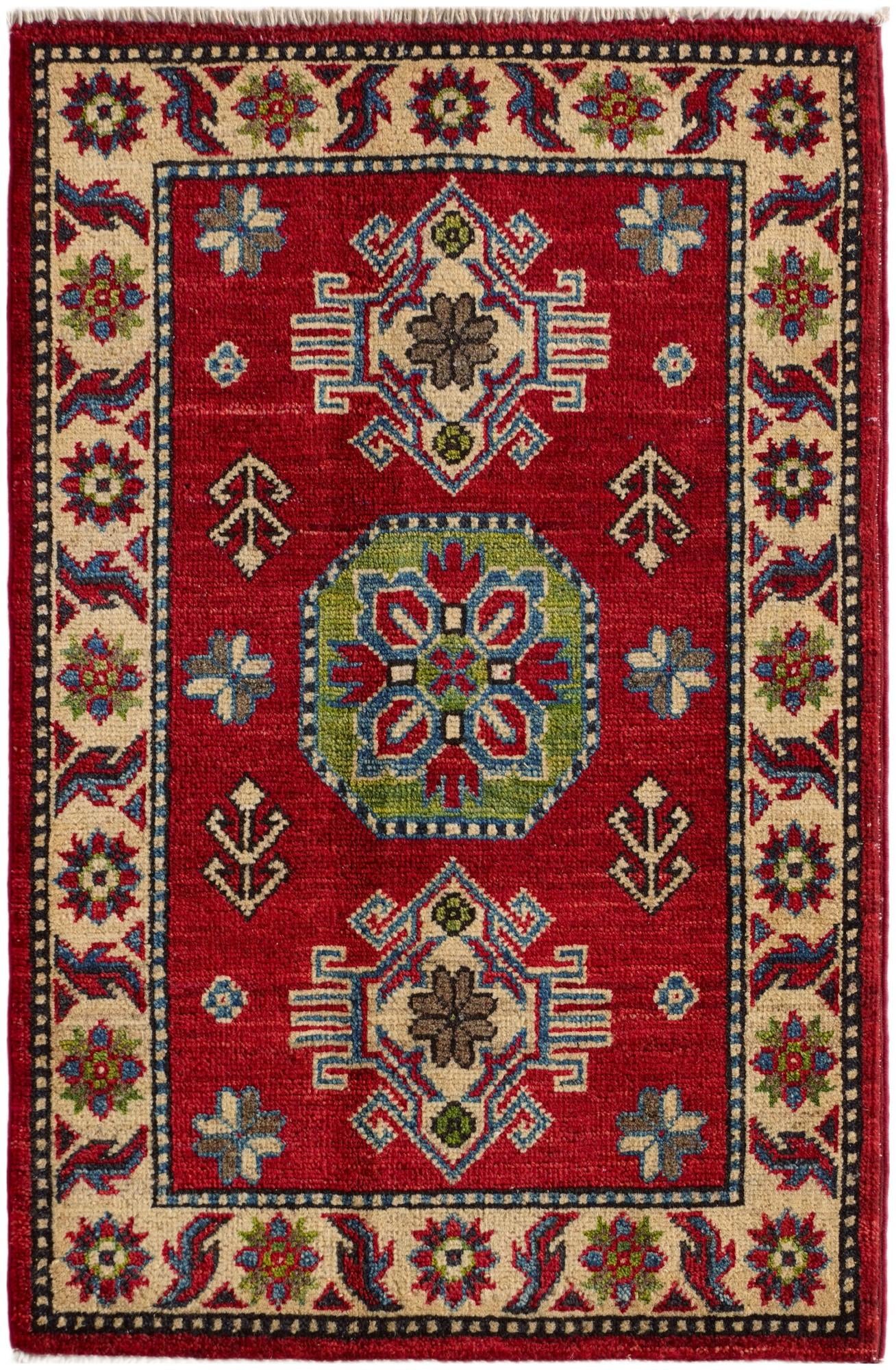2' x 3' 1 Hand Knotted Kazak Rug