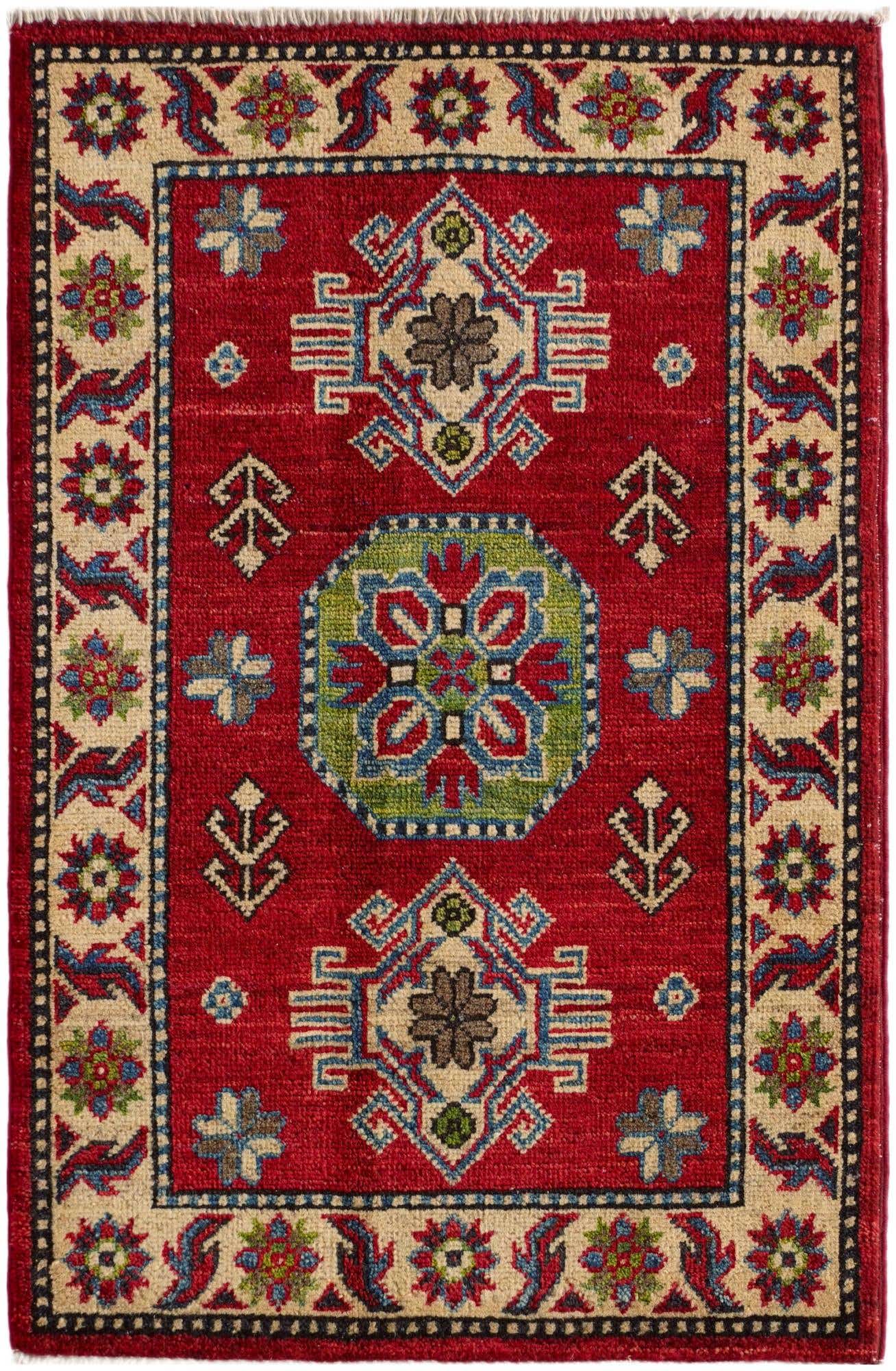 2' x 3' 1 Hand Knotted Kazak Rug