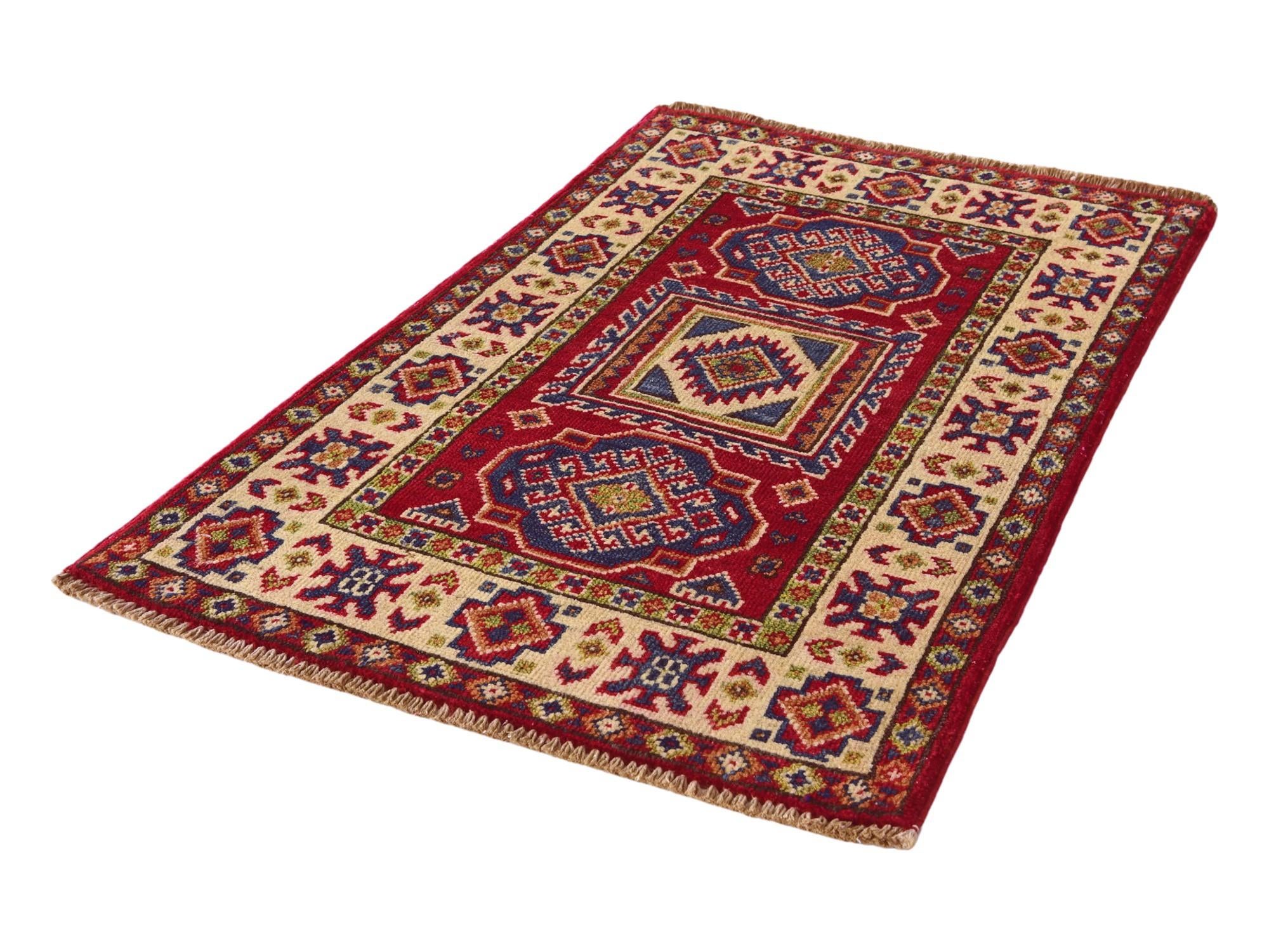 1' 11 x 3' Hand Knotted Kazak Rug
