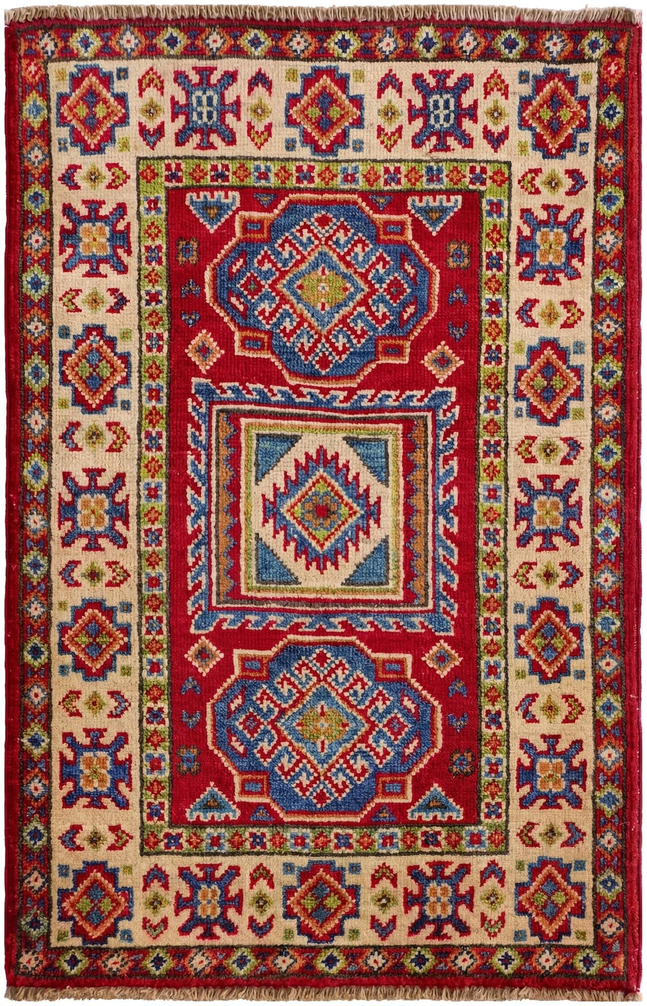 1' 11 x 3' Hand Knotted Kazak Rug