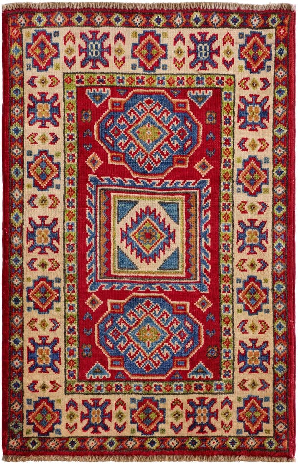 Detail image of 1' 11 x 3' Hand Knotted Kazak Rug