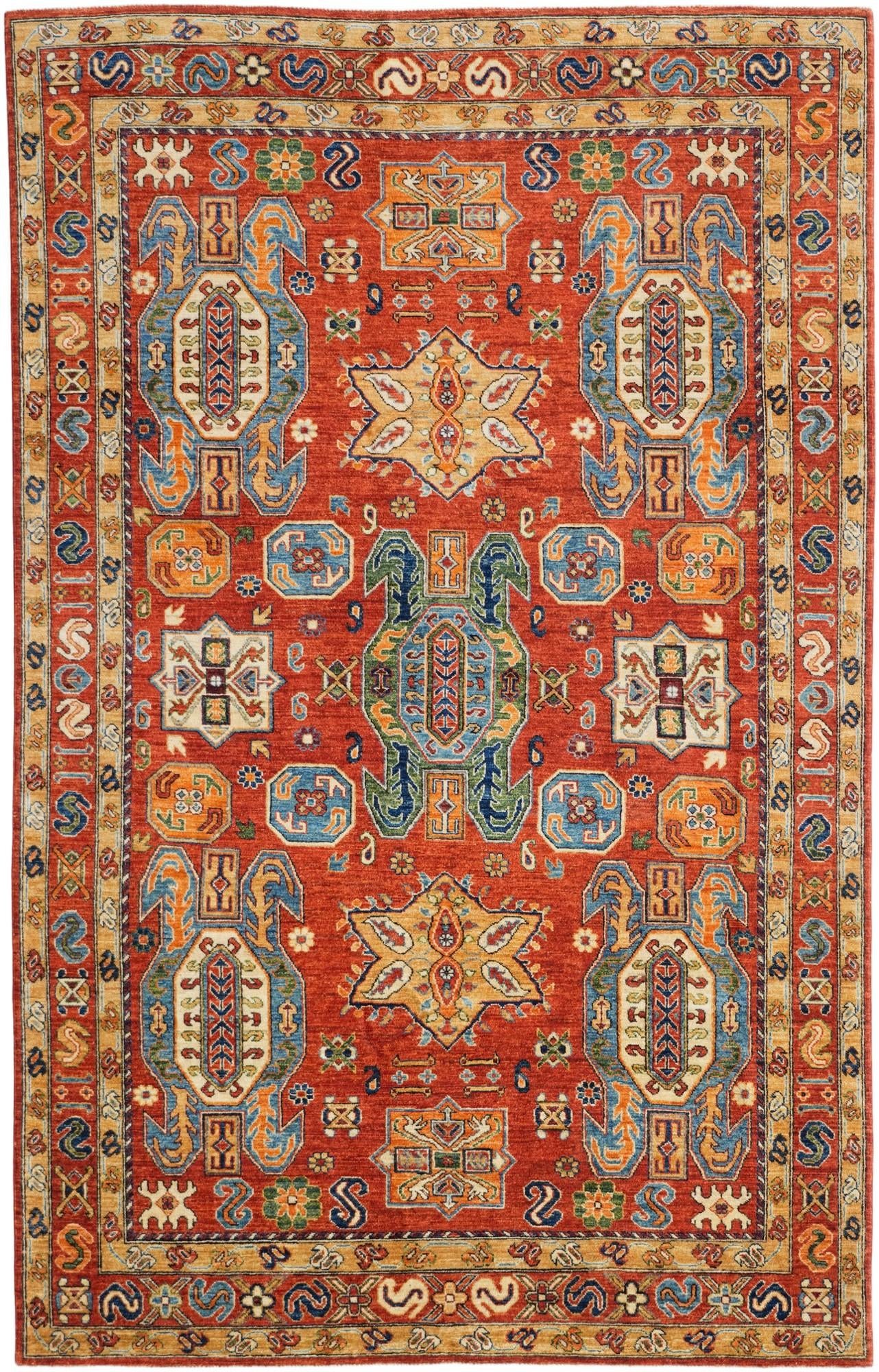 6' 8 x 10' 6 Hand Knotted Kazak Rug