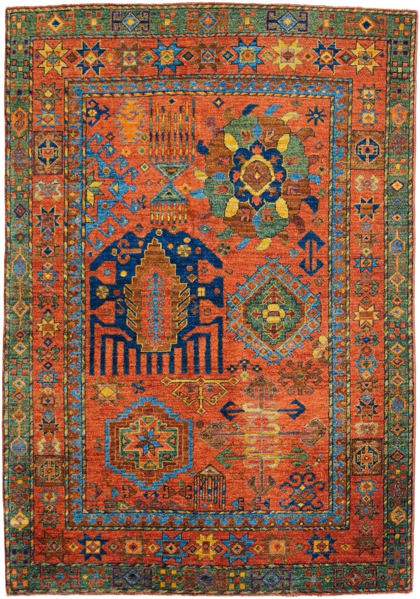5' 2 x 7' 4 Hand Knotted Kazak Rug