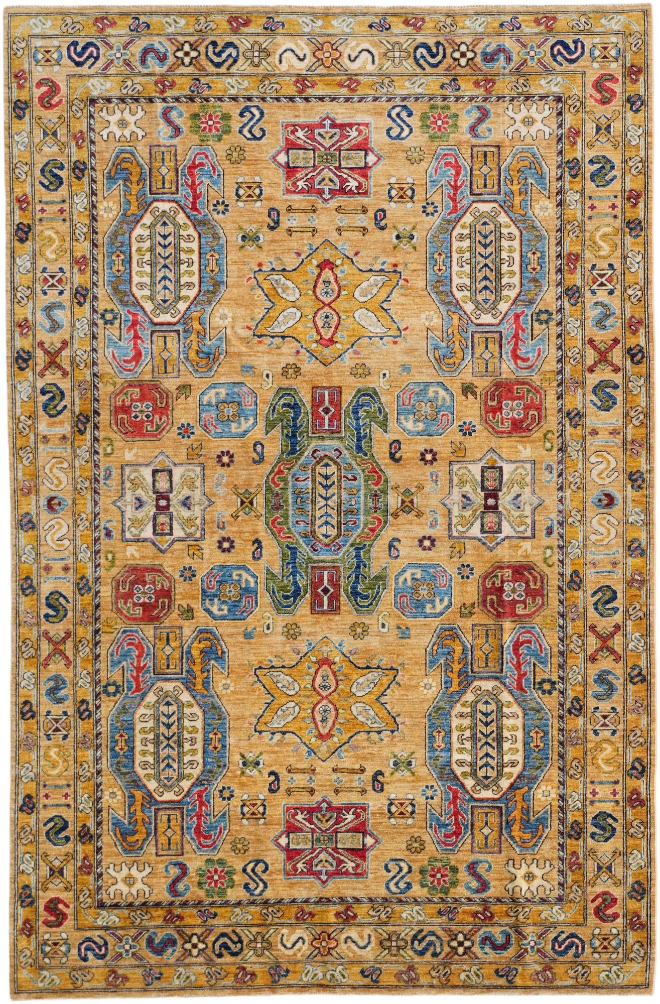 6' 9 x 10' 4 Hand Knotted Kazak Rug