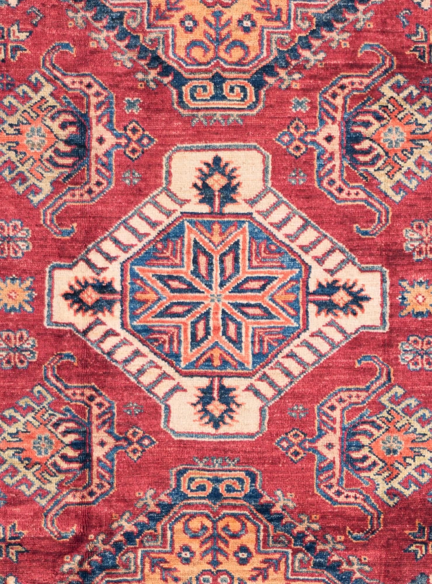 4' x 6' 2 Hand Knotted Kazak Rug