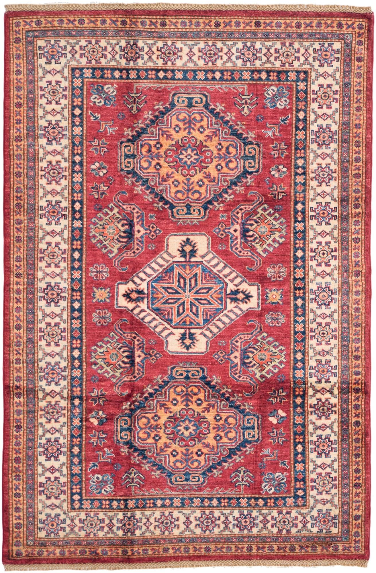 4' x 6' 2 Hand Knotted Kazak Rug