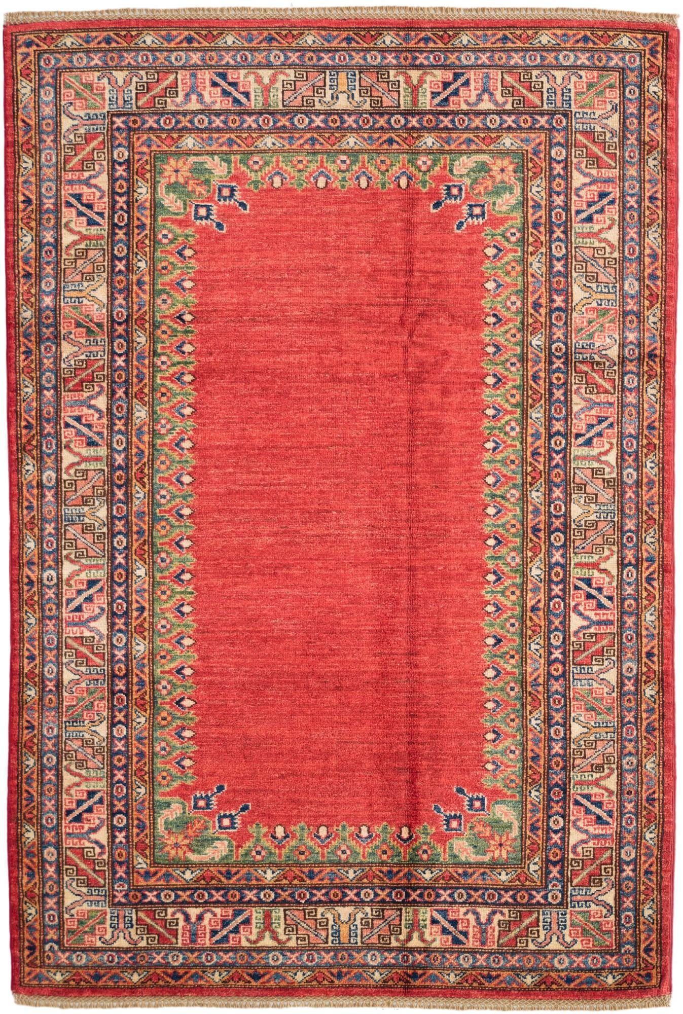 4' 3 x 6' 4 Hand Knotted Kazak Rug