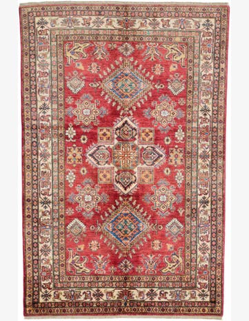4' 11 x 7' 5 Hand Knotted Kazak Rug