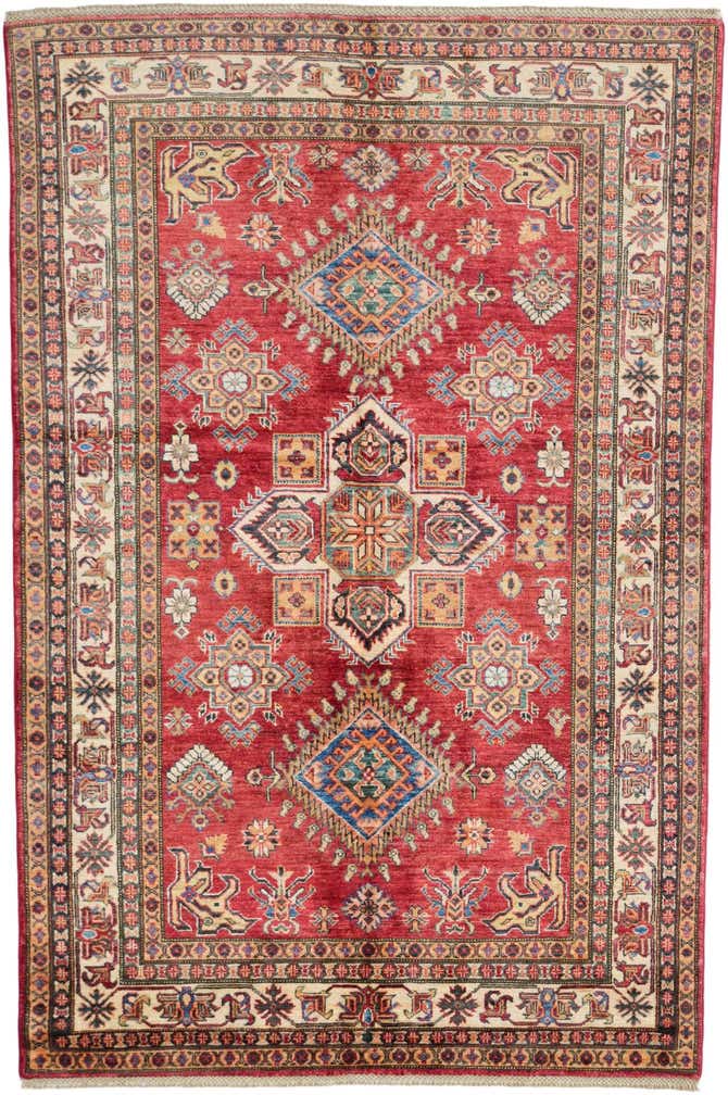 4' 11 x 7' 5 Hand Knotted Kazak Rug