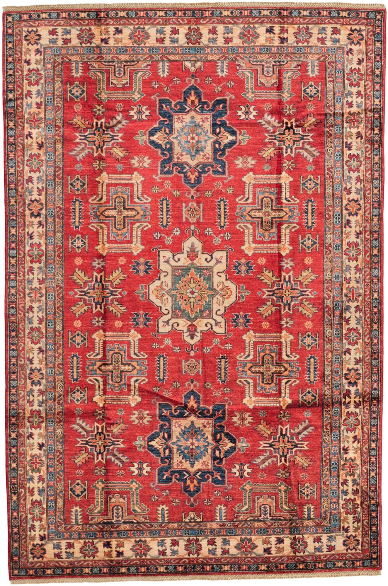6' x 9' 1 Hand Knotted Kazak Rug