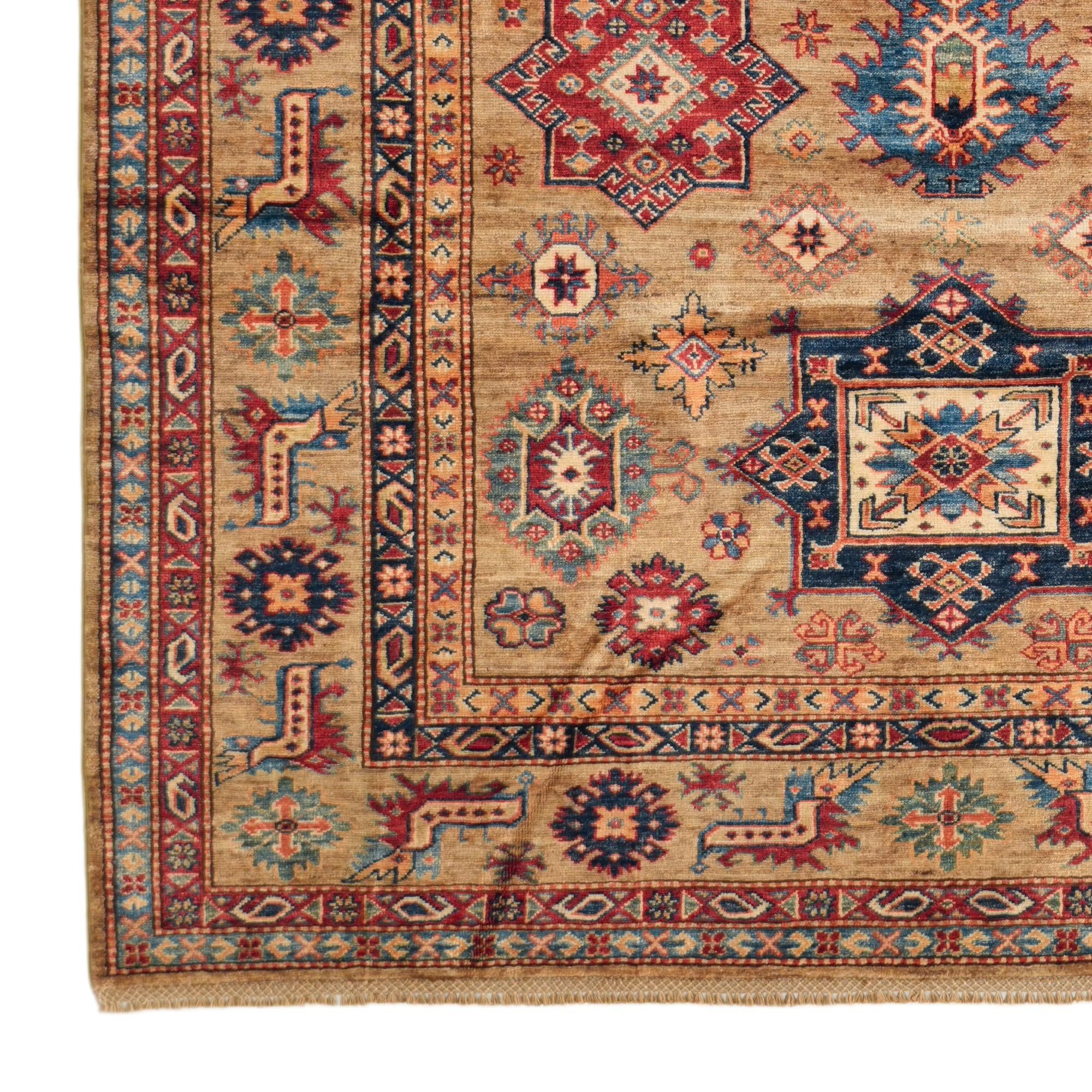 6' 2 x 9' 5 Hand Knotted Kazak Rug