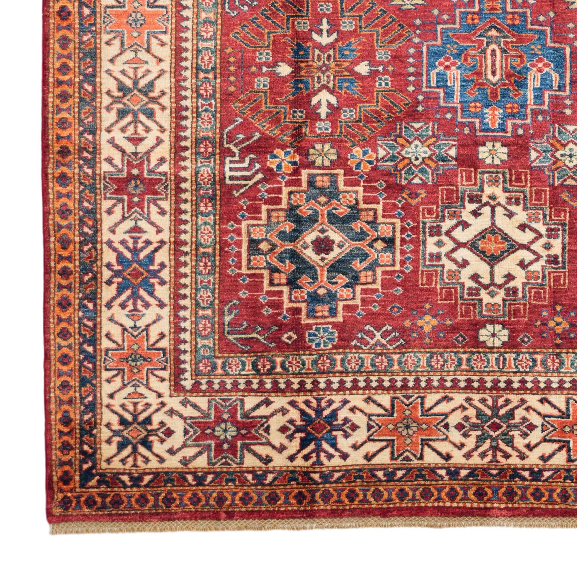 6' 2 x 8' 11 Hand Knotted Kazak Rug