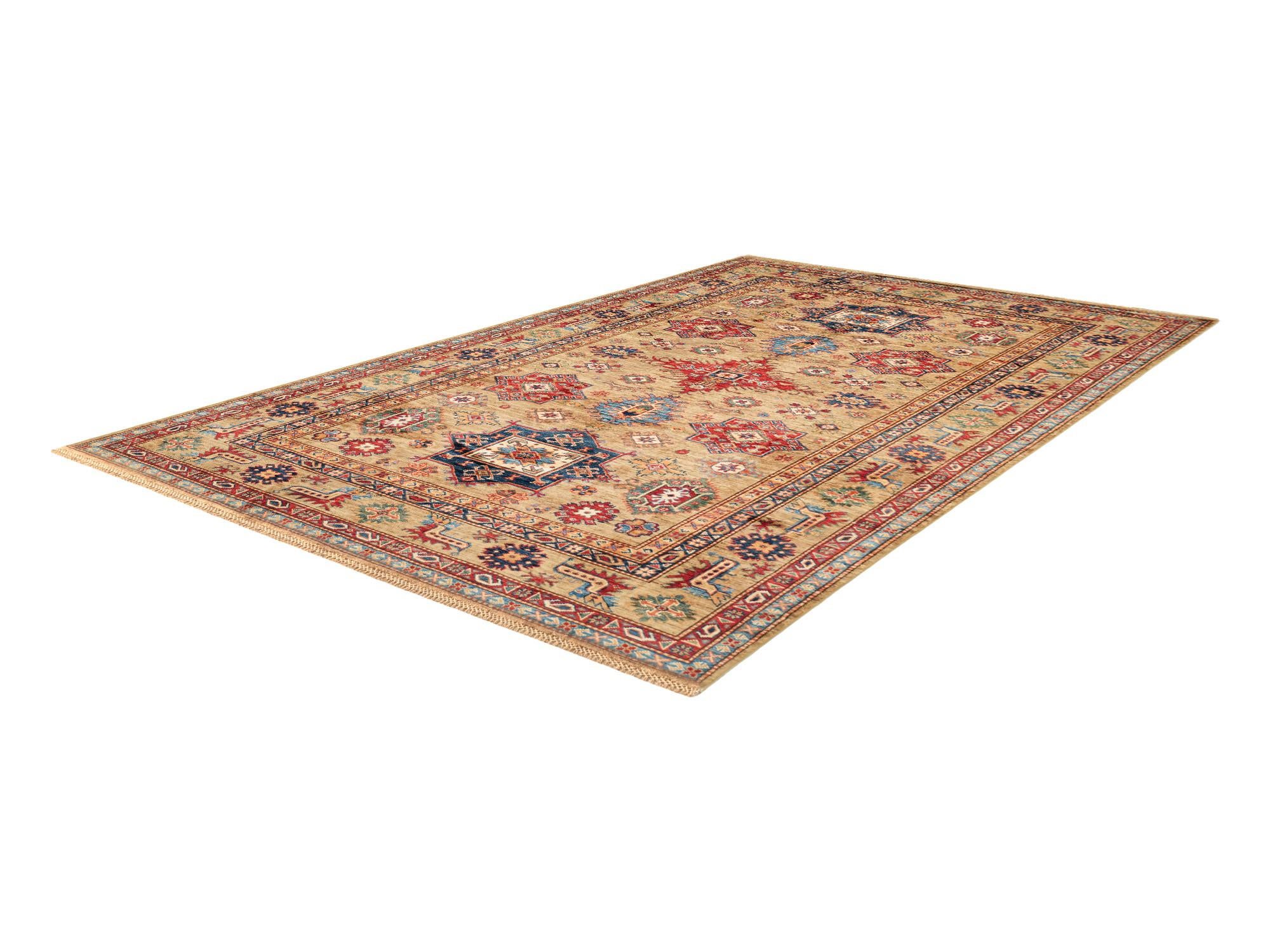 6' 2 x 9' 3 Hand Knotted Kazak Rug