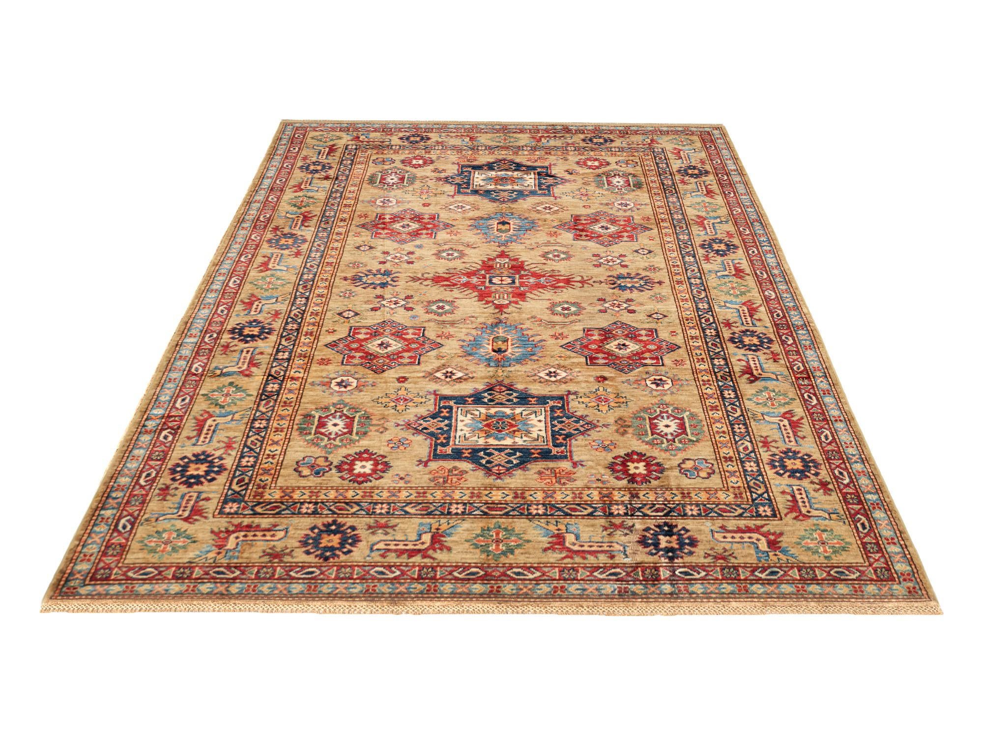 6' 2 x 9' 3 Hand Knotted Kazak Rug