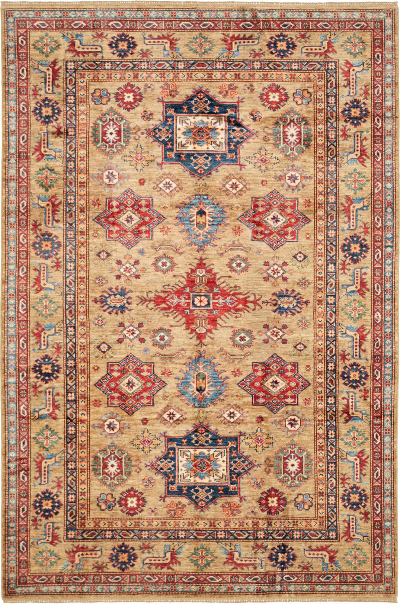 6' 2 x 9' 3 Hand Knotted Kazak Rug