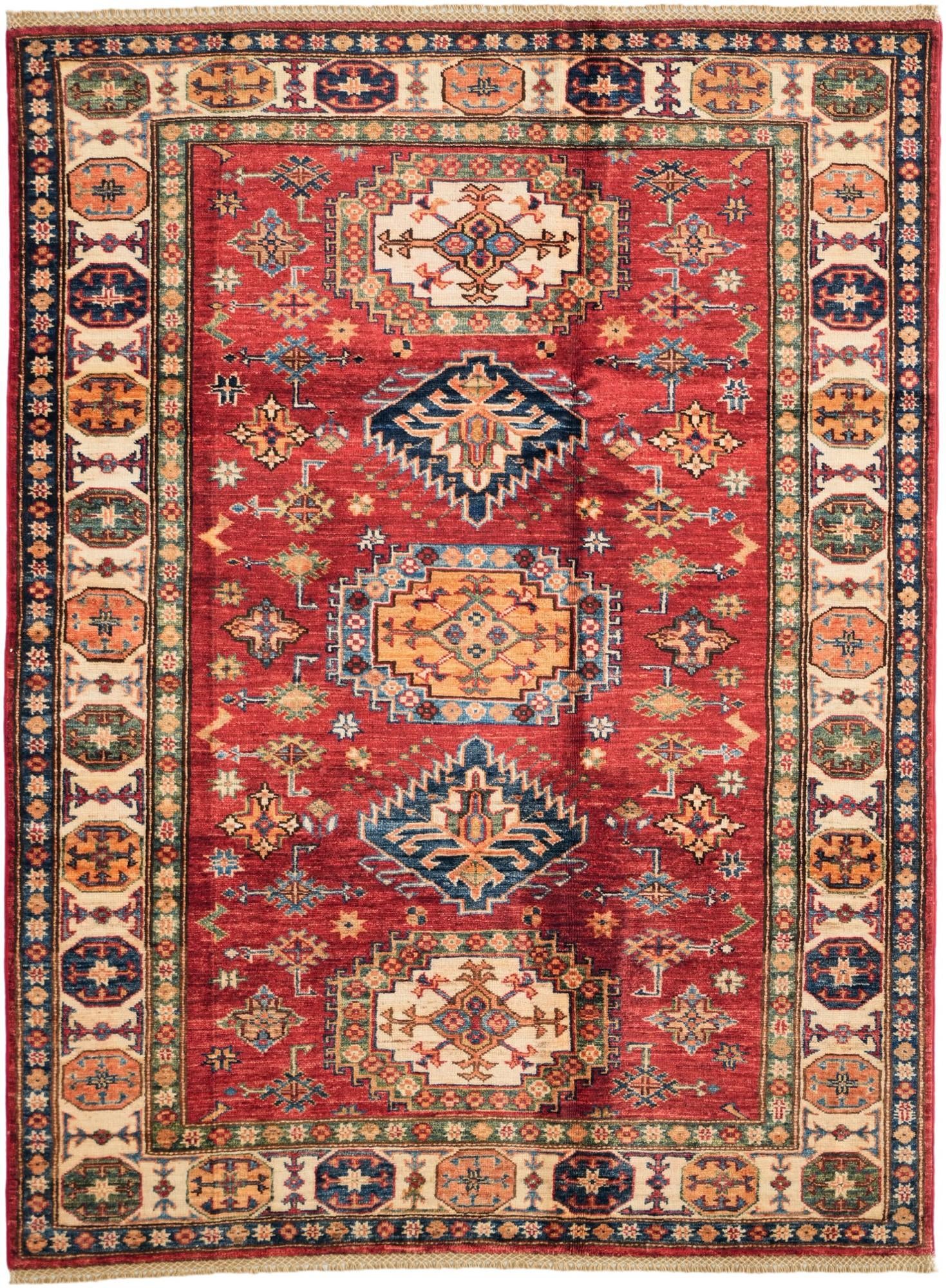 4' 4 x 5' 11 Hand Knotted Kazak Rug