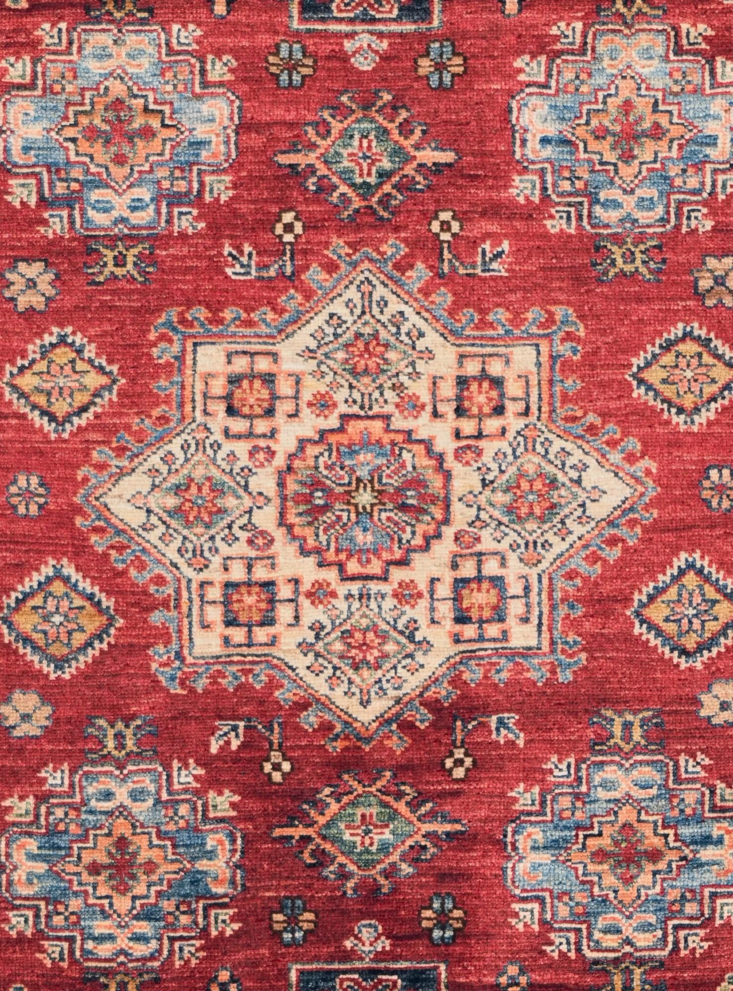 4' x 6' 2 Hand Knotted Kazak Rug