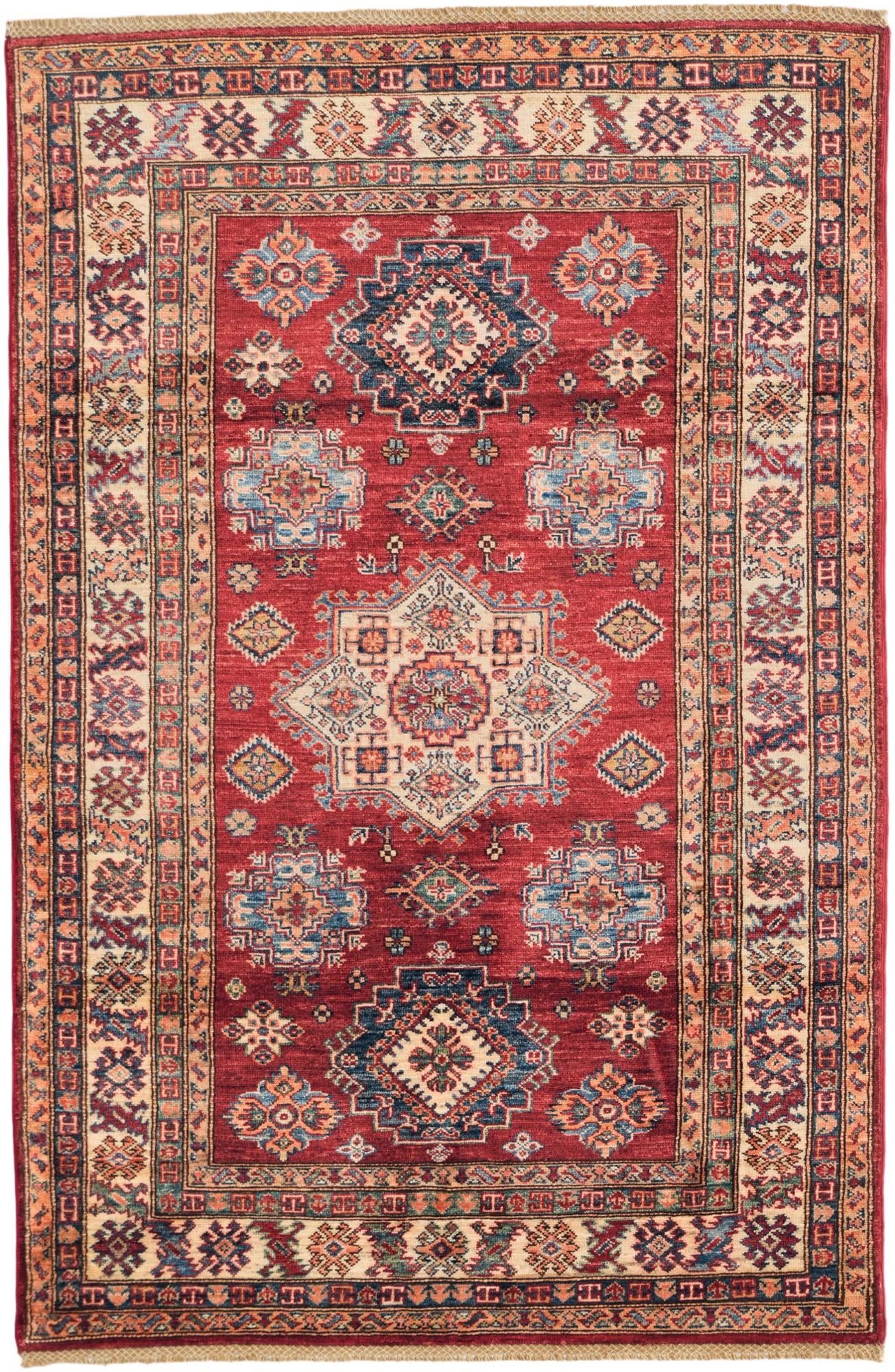 4' x 6' 2 Hand Knotted Kazak Rug
