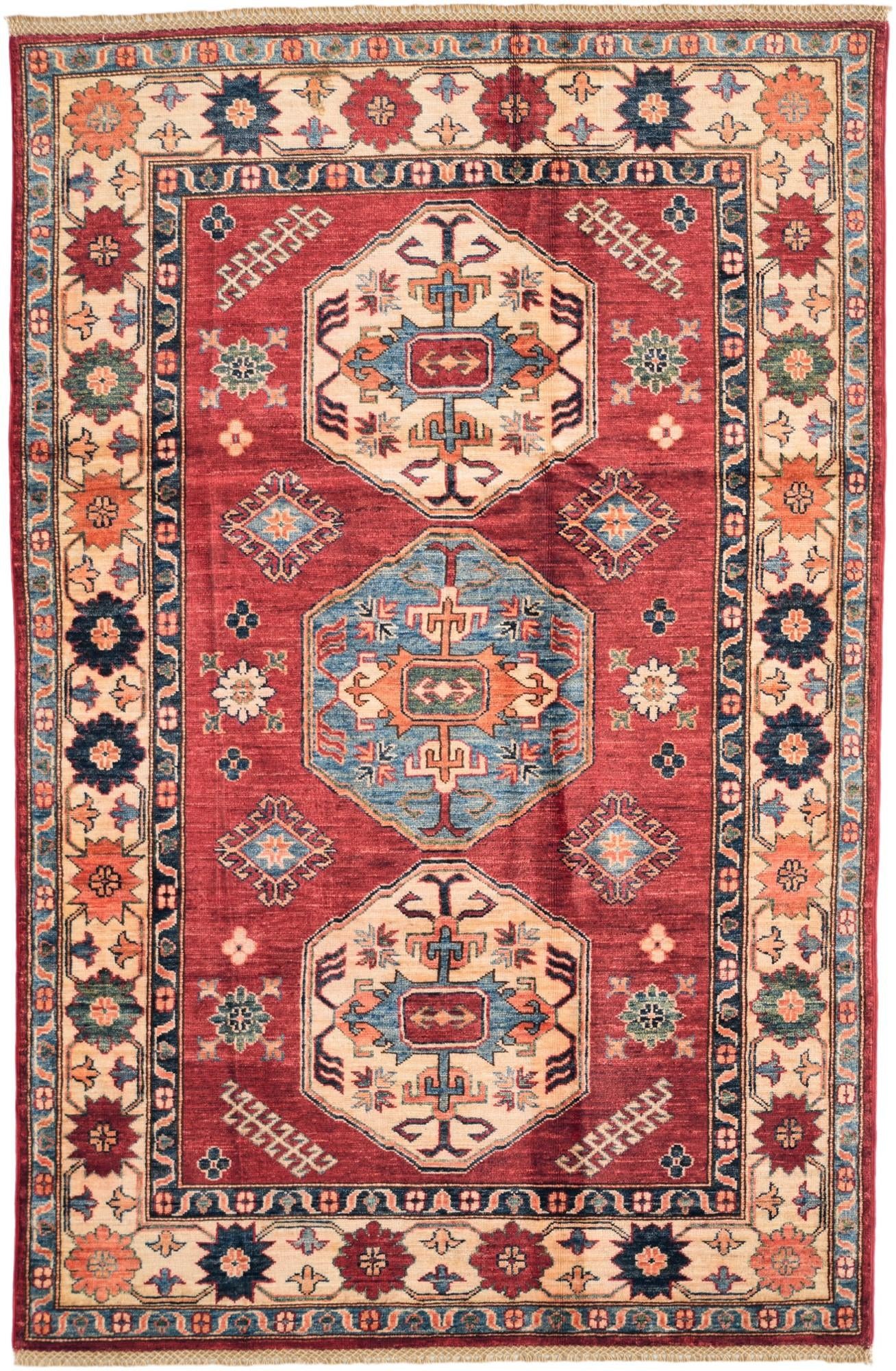 4' 1 x 6' 3 Hand Knotted Kazak Rug