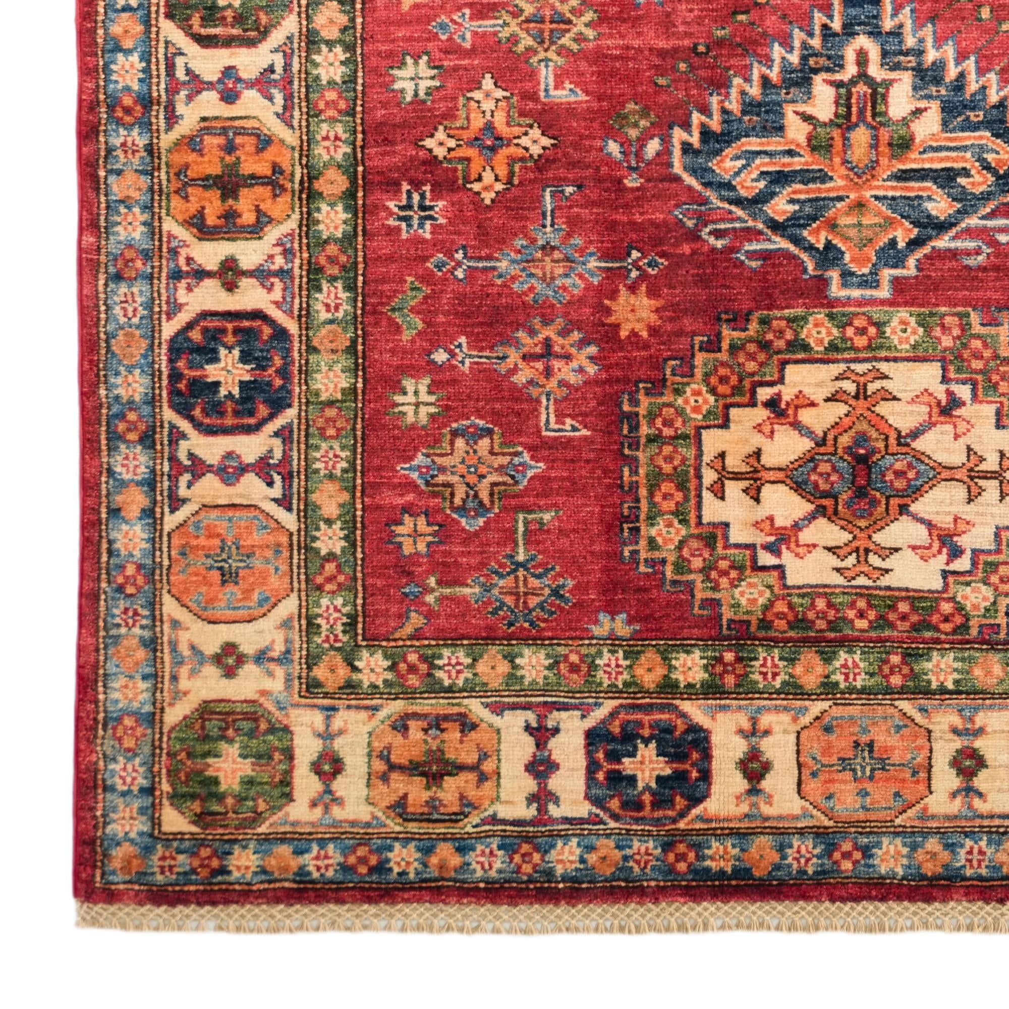 4' 3 x 6' Hand Knotted Kazak Rug