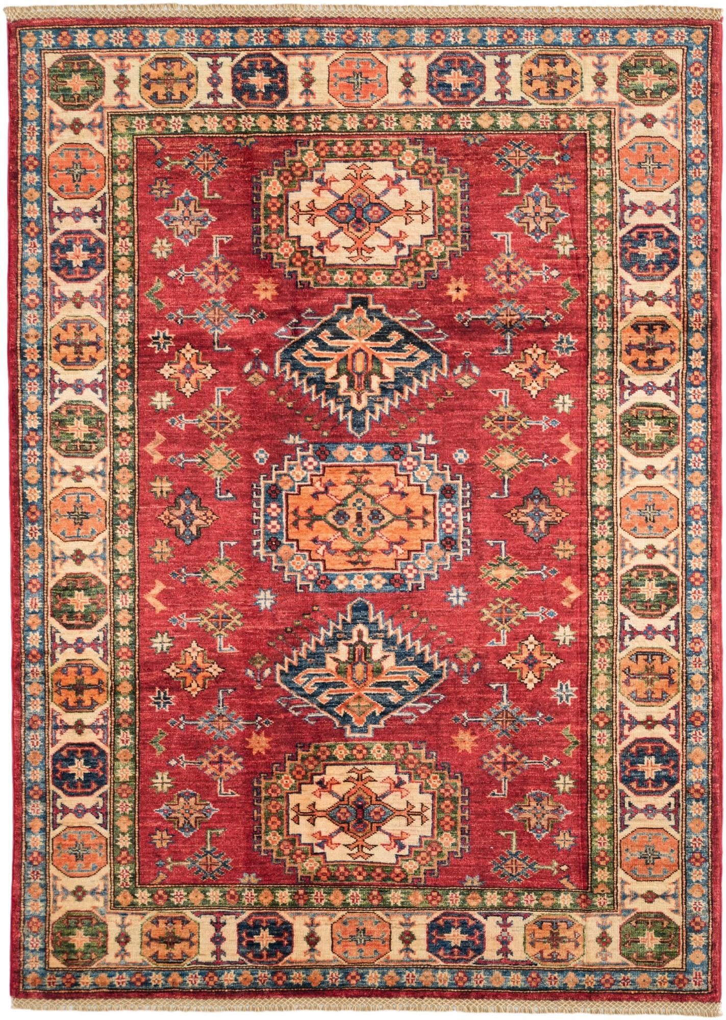4' 3 x 6' Hand Knotted Kazak Rug