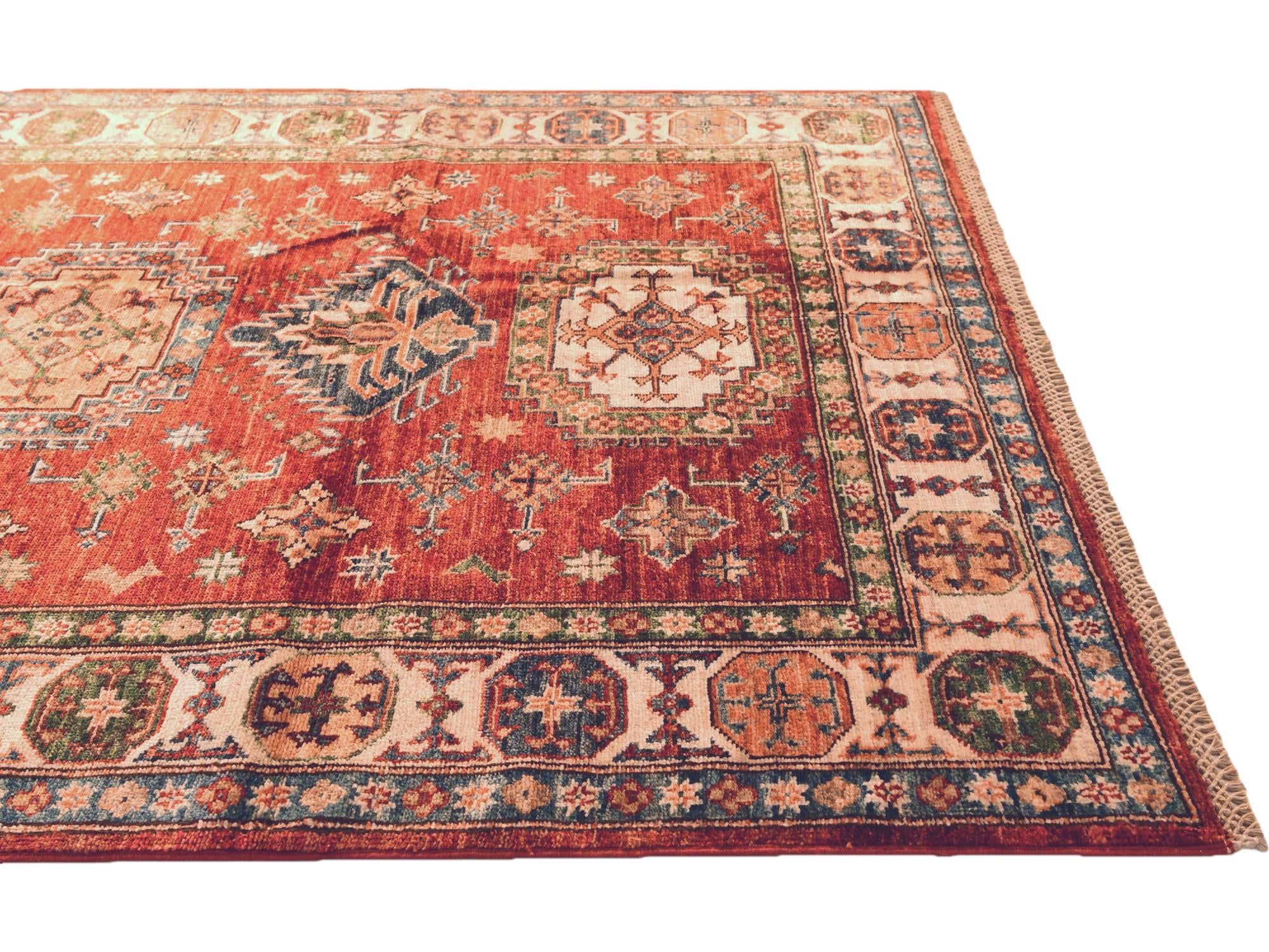 4' 4 x 5' 11 Hand Knotted Kazak Rug