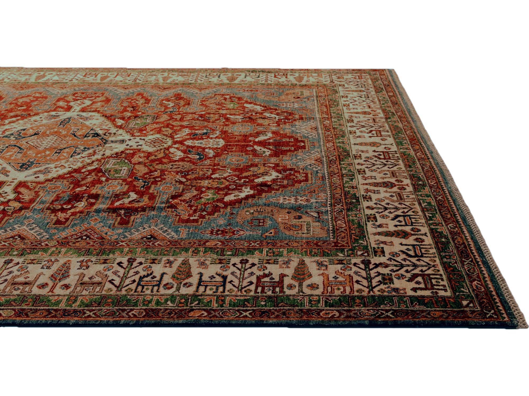 8' x 10' 2 Hand Knotted Kazak Rug
