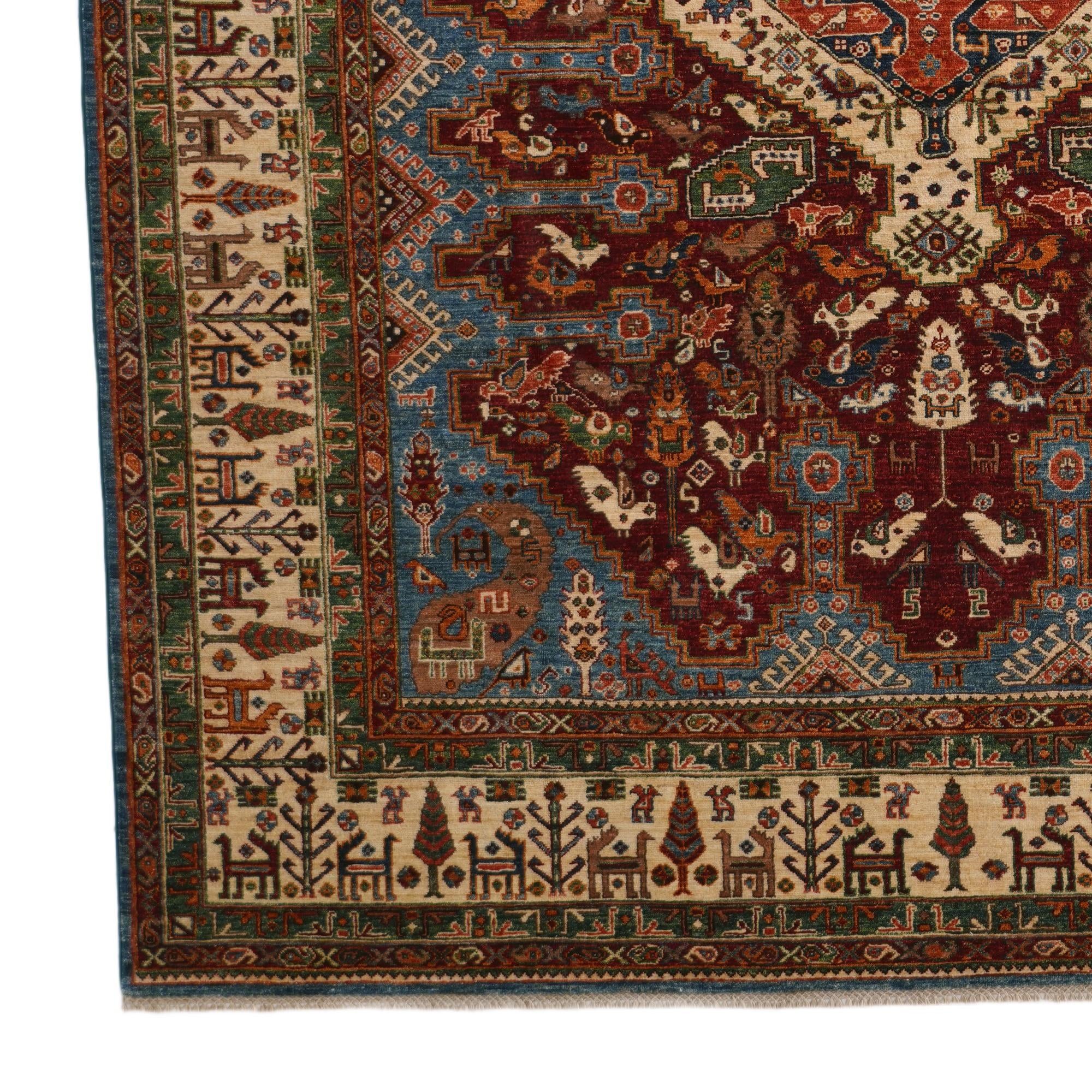 8' x 10' 2 Hand Knotted Kazak Rug