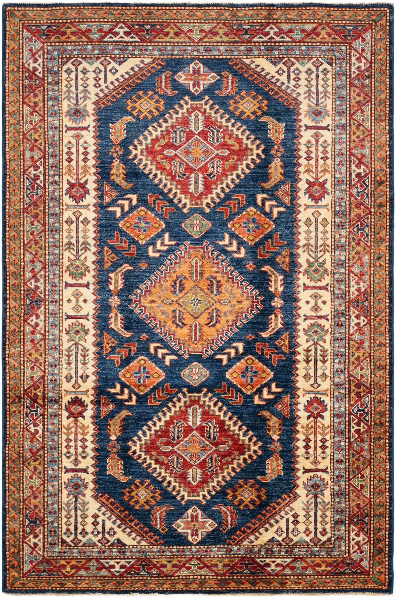 4' 3 x 6' 5 Hand Knotted Kazak Rug