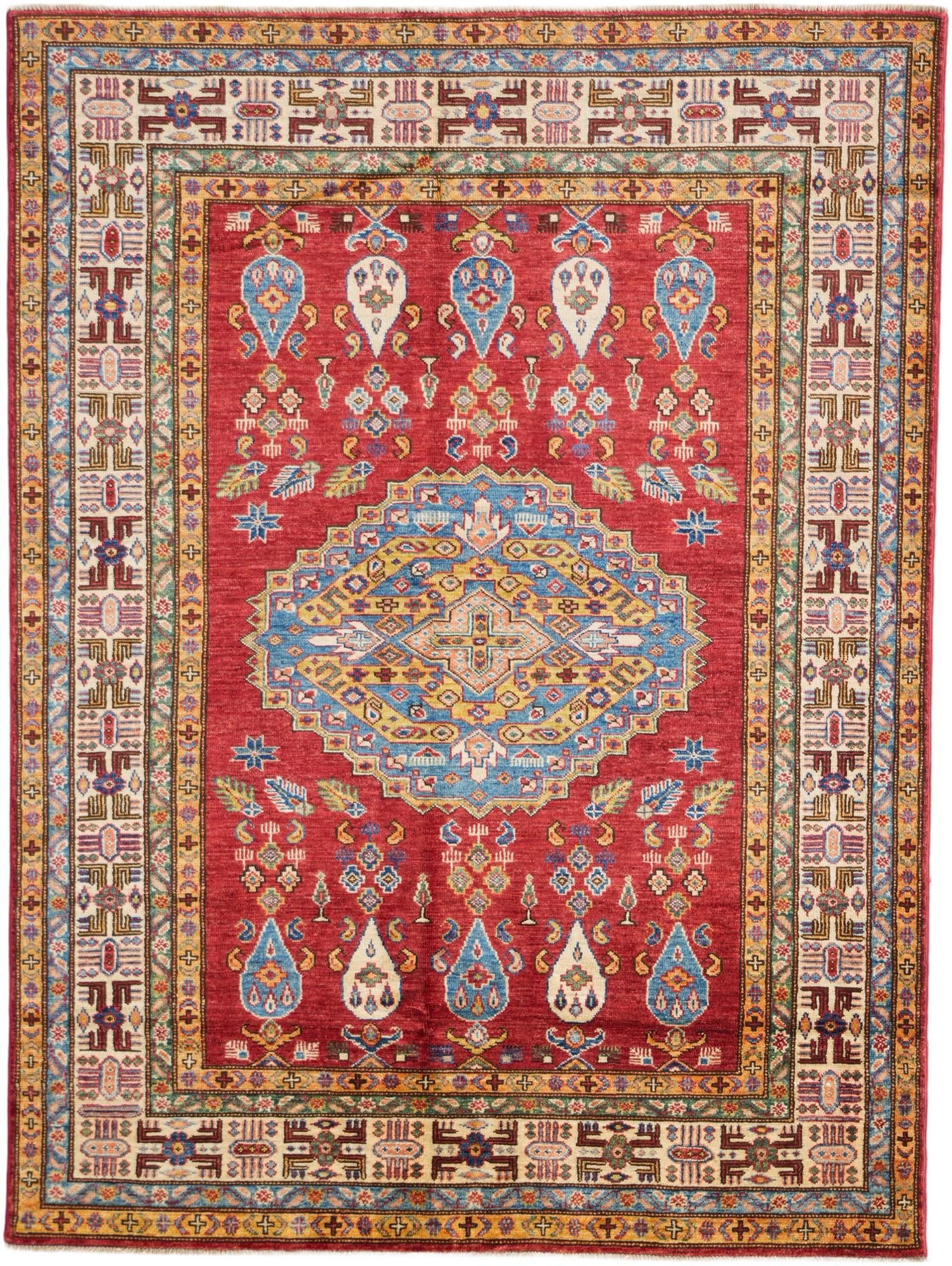 5' 1 x 6' 9 Hand Knotted Kazak Rug