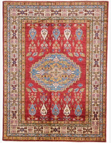5' 1 x 6' 9 Hand Knotted Kazak Rug