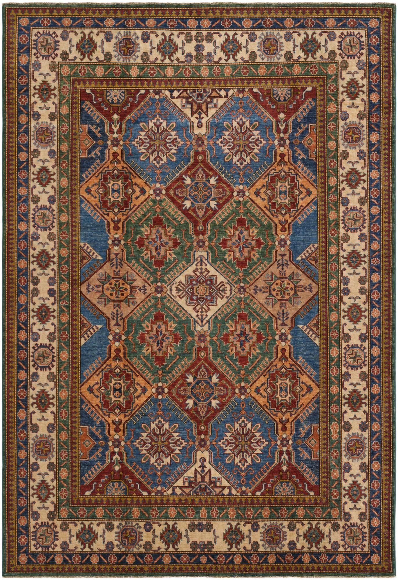 6' 4 x 9' 1 Hand Knotted Kazak Rug