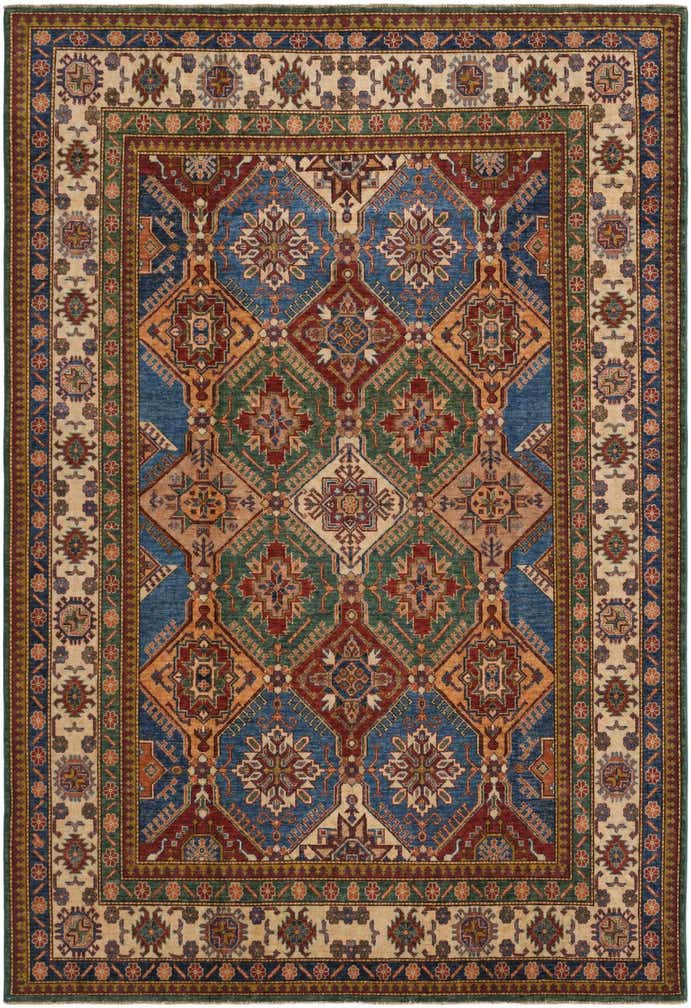 6' 4 x 9' 1 Hand Knotted Kazak Rug